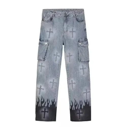 Other Graffiti Denim Cargo Pants Size US 30 / EU 46 - 3 Thumbnail