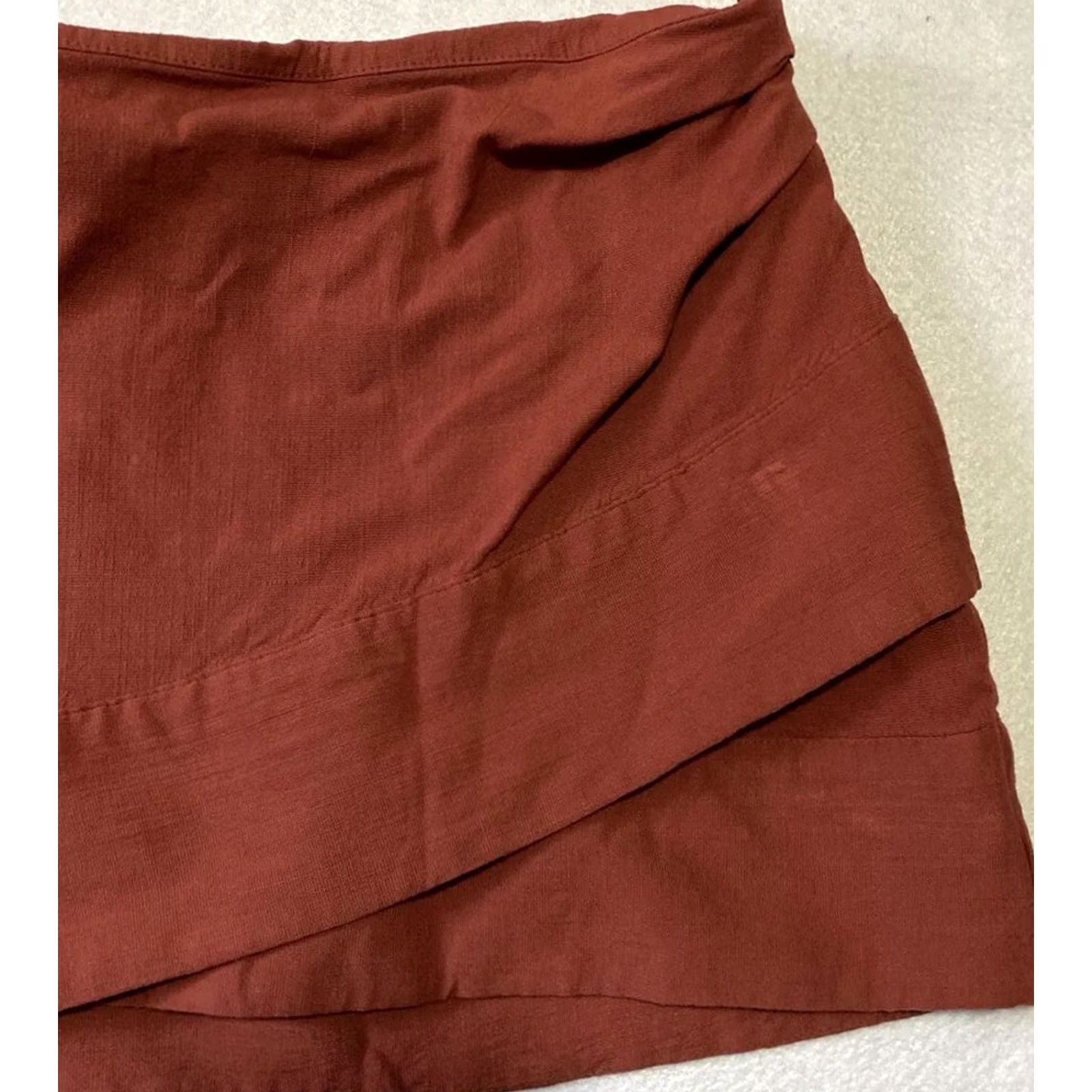 Free People Free People Skirt Womens Size 0 Light Brown Faux Wrap Pull On Short Asymmetric Wrap Front 28-14 Regular Cotton Blend Casual Size 25" / US 0 / IT 36 - 2 Thumbnail