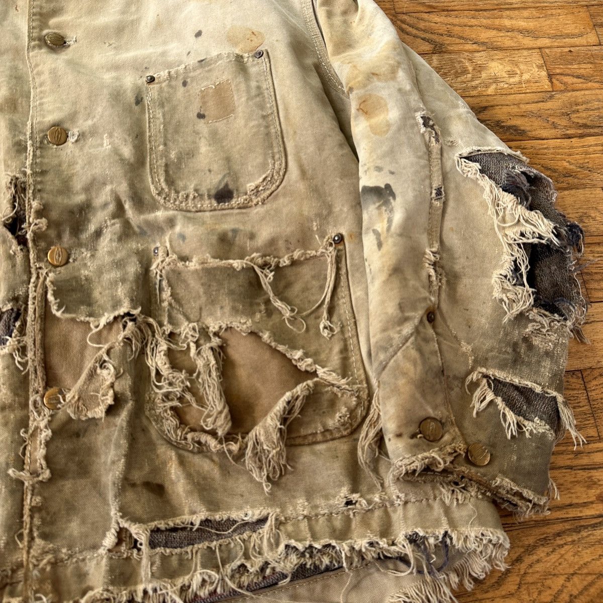 Carhartt × Vintage 70s Thrashed Carhartt miner Homeless Chore Coat Boro Crash Size US L / EU 52-54 / 3 - 5 Thumbnail
