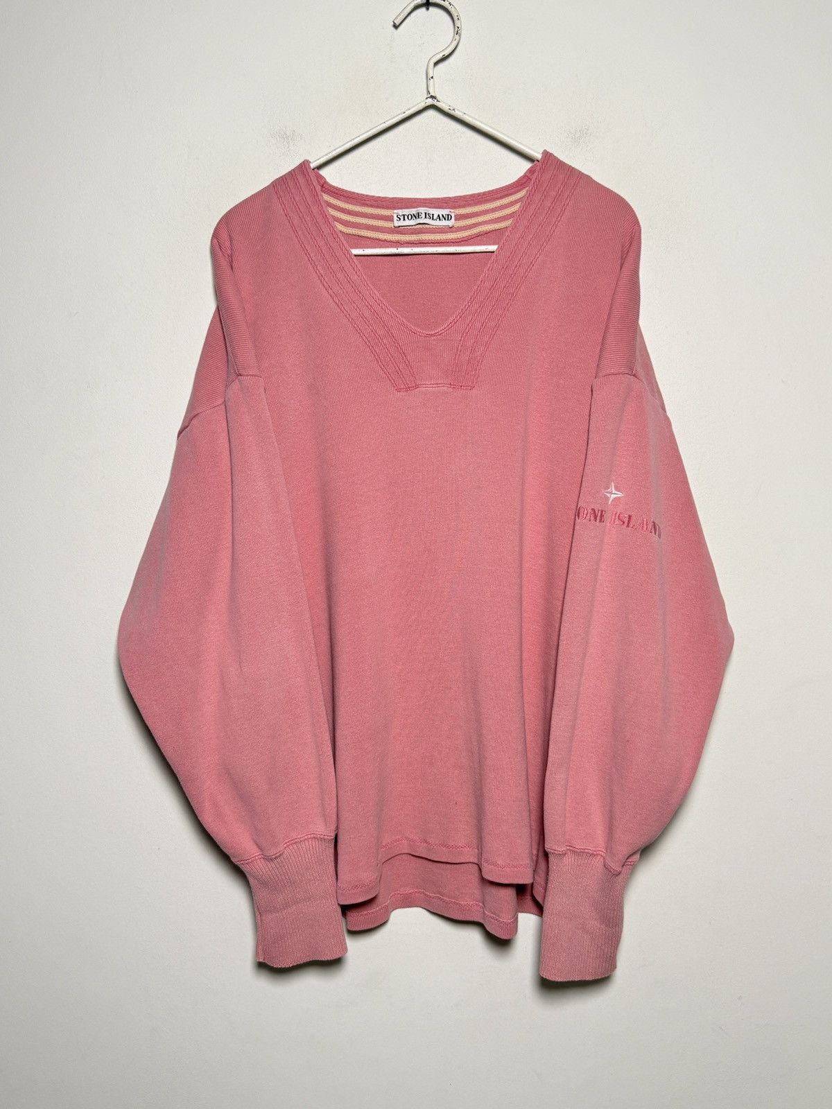 Stone Island Stone Island 90s Vintage V-Neck Sweatshirt Size US M / EU 48-50 / 2 - 2 Thumbnail