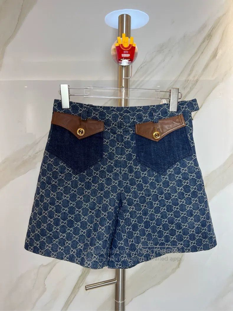 Gucci Gucci Blue printed denim shorts Size 27" / US 4 / IT 40 - 1 Thumbnail