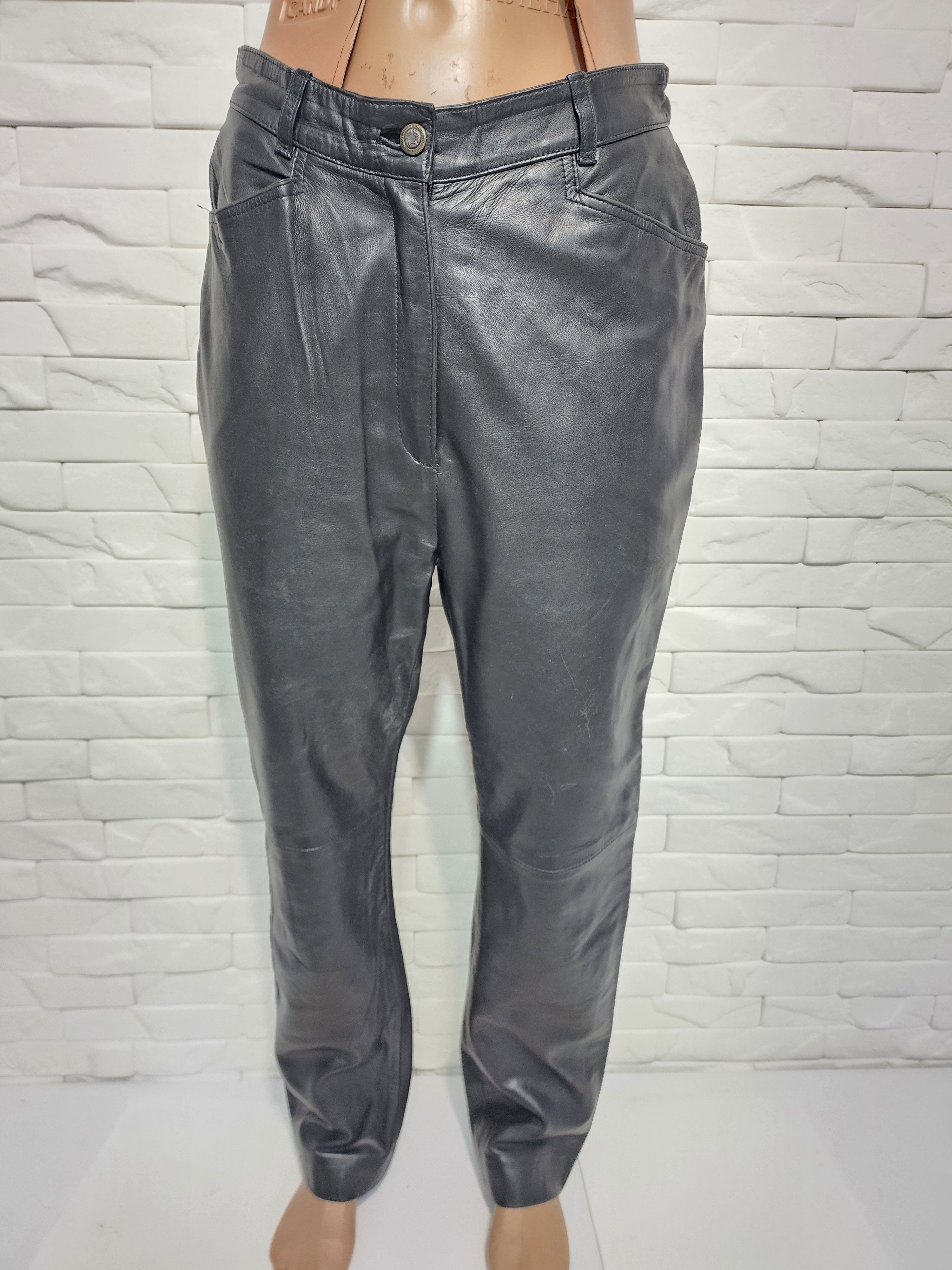 Genuine Leather Black Leather Pants: Women's Genuine Leather Trousers Size 30" / US 8 / IT 44 - 1 Thumbnail
