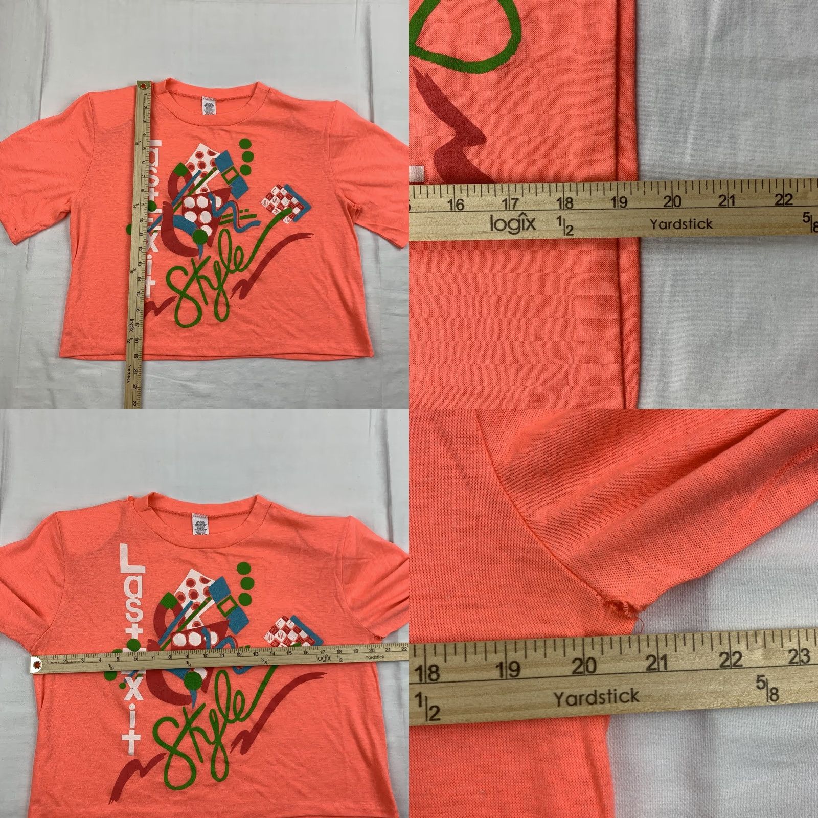 Vintage VINTAGE Last Exit Style Cropped Shirt Womens M Pink T-Shirt 1980s Graphic 80s 90s American Womens Cropped Shirt Size M / US 6-8 / IT 42-44 - 8 Thumbnail