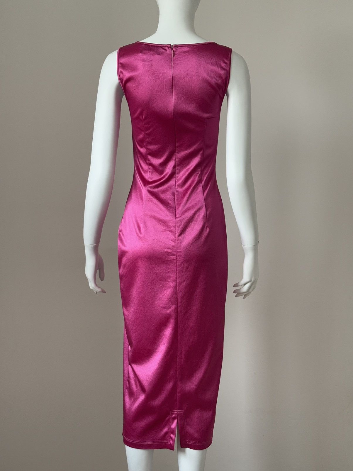 Dolce & Gabbana 90s Dolce & Gabbana Fuchsia Midi Dress Square Neck Bodycon S Size S / US 4 / IT 40 - 9 Thumbnail