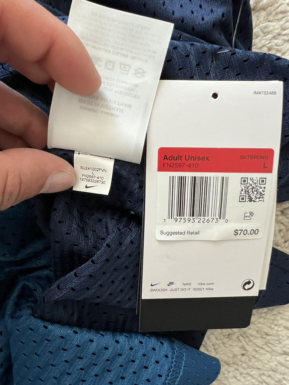 Nike NIKE SB Basketball Jersey Top Blue Gray Reversible Mesh Size US L / EU 52-54 / 3 - 13 Thumbnail