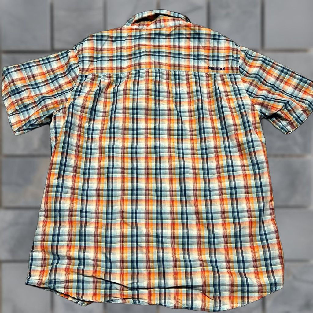 Marmot Marmot Shirt Mens Medium Plaid Button Hiking Performance Nylon Short Sleeve Blue M Mens Size US M / EU 48-50 / 2 - 1 Thumbnail