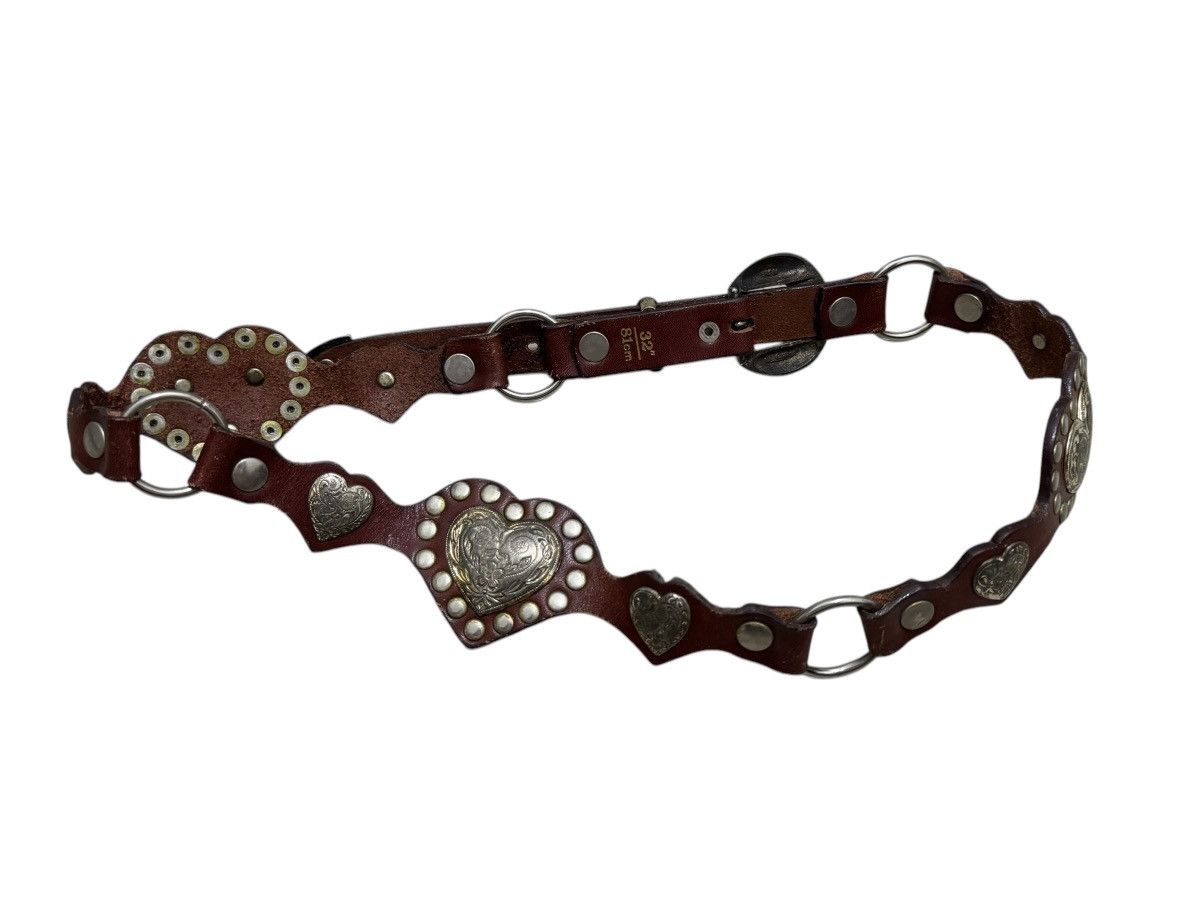 Native × Vintage GROMMET WAIST CHAIN HEART SHAPE BELT LEATHER Size 32 - 2 Thumbnail