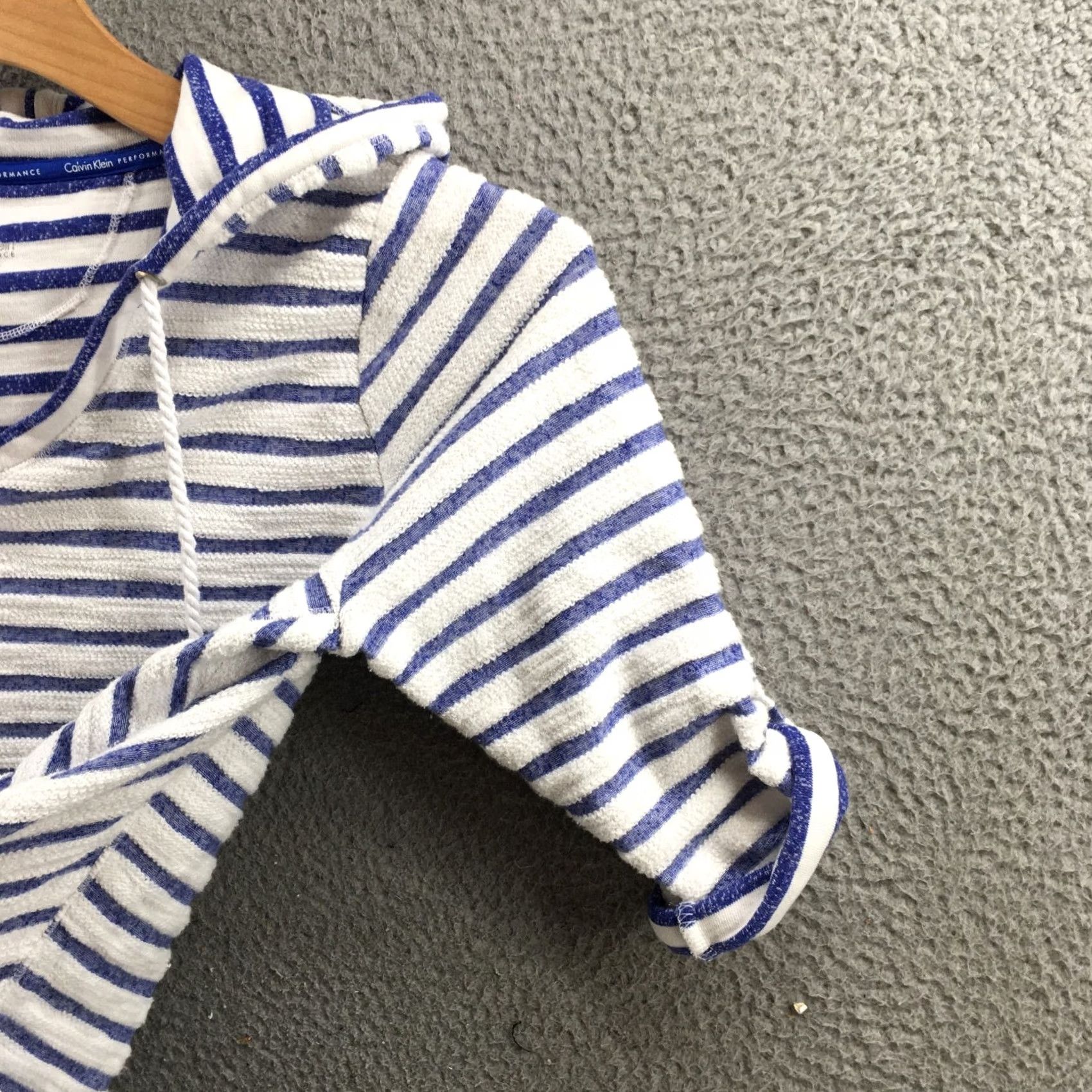 Calvin Klein Calvin Klein Sweater Womens M Blue Striped Hooded 3/4 Sleeve Pullover Casual Size M / US 6-8 / IT 42-44 - 4 Thumbnail