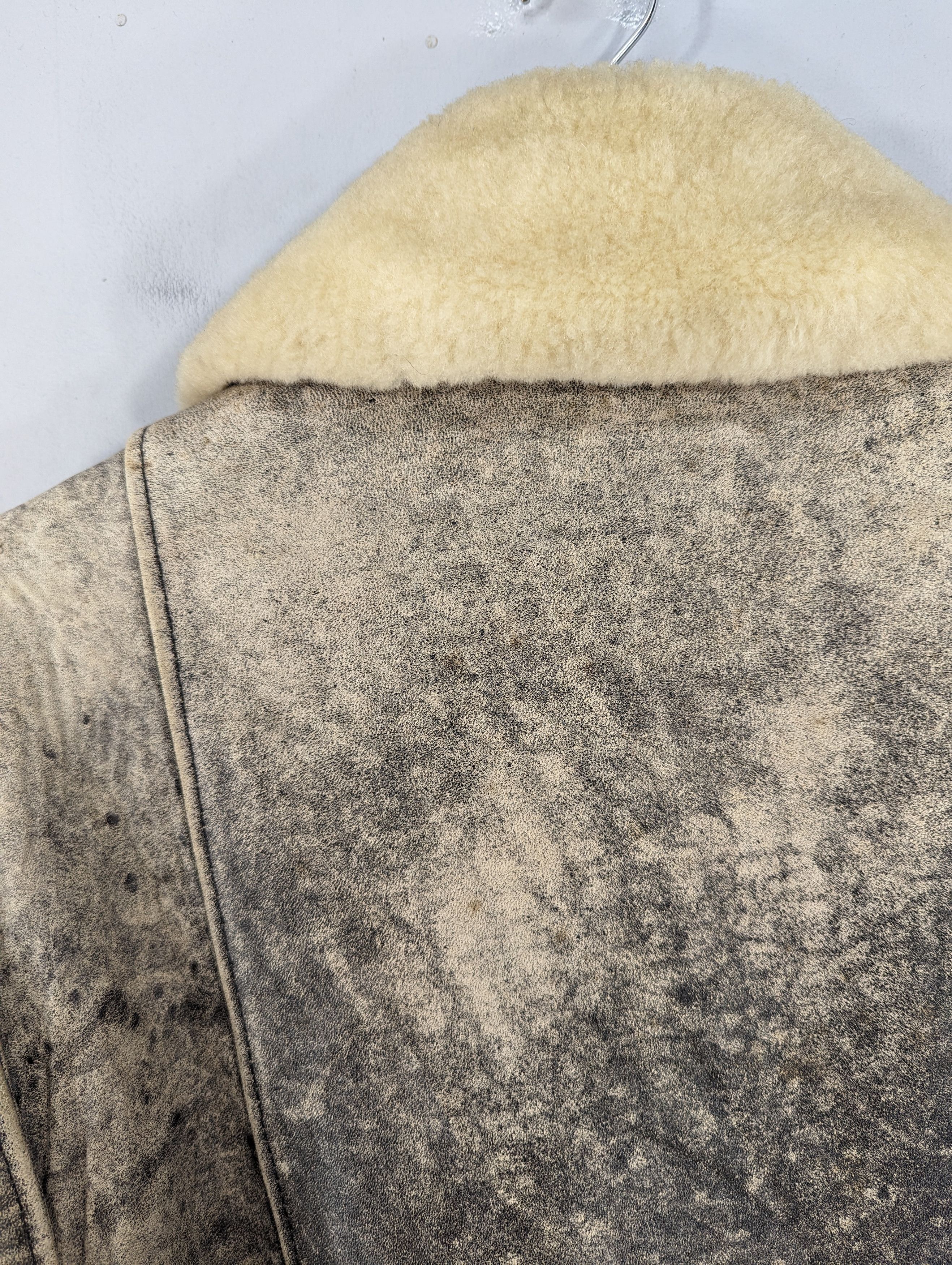 Vintage 🔥Vintage England Soft Leather Distressed Sherpa Jacket Size US L / EU 52-54 / 3 - 25 Thumbnail