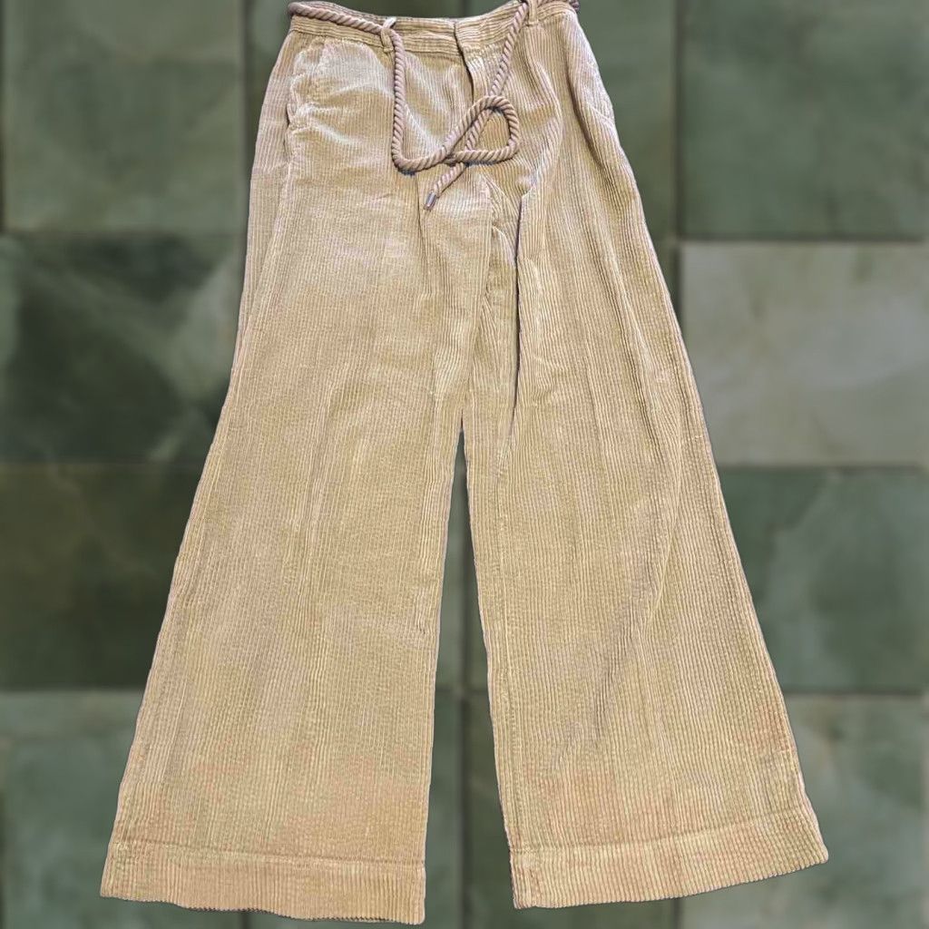 ba&sh ba&sh Trousers Wide Leg Women Regular 38 Brown Corduroy Rope Belt Pockets Size 26" / US 2 / IT 38 - 1 Thumbnail