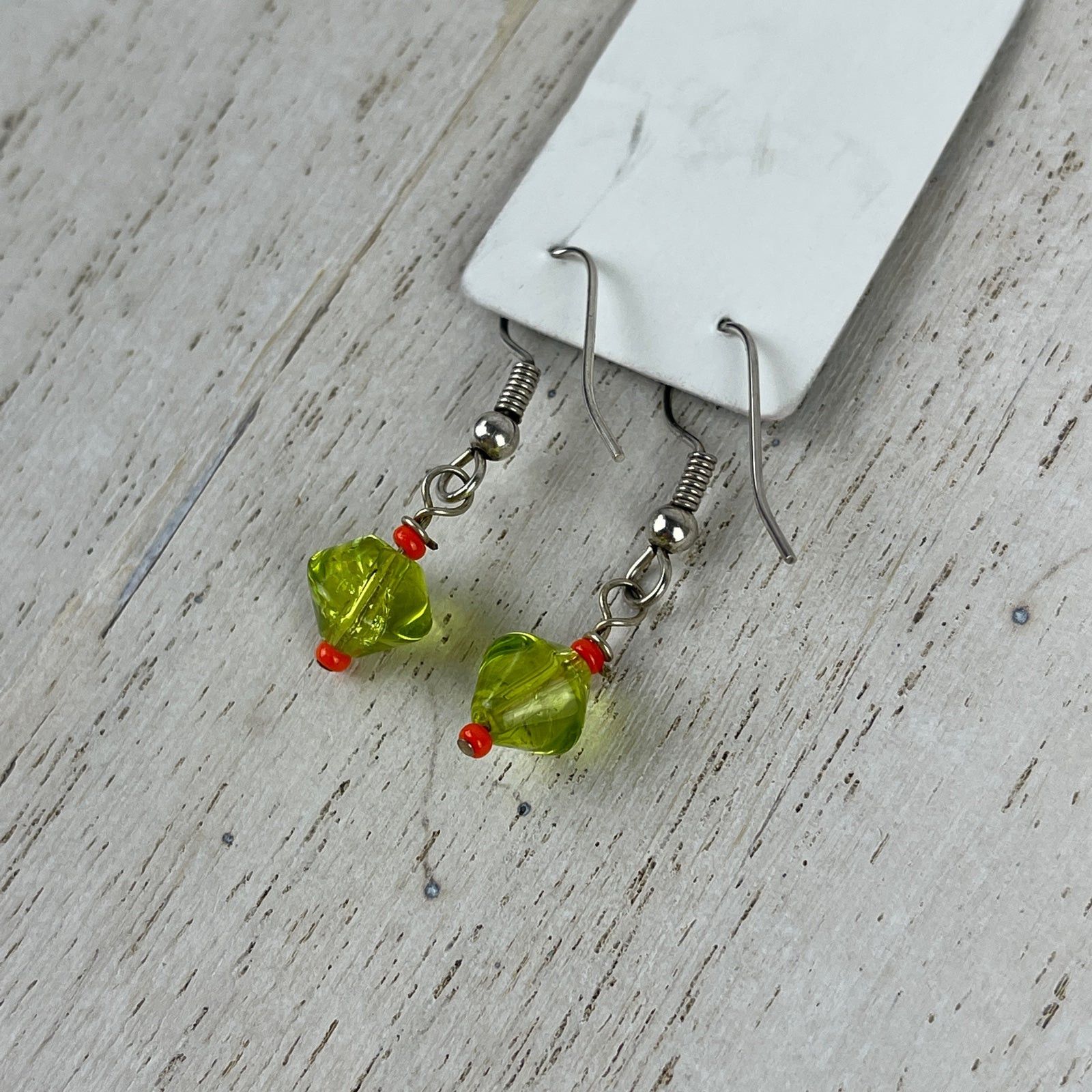 Handmade Handmade Dainty Bead Earrings Green Orange Artsy Jewelry Size ONE SIZE - 6 Thumbnail