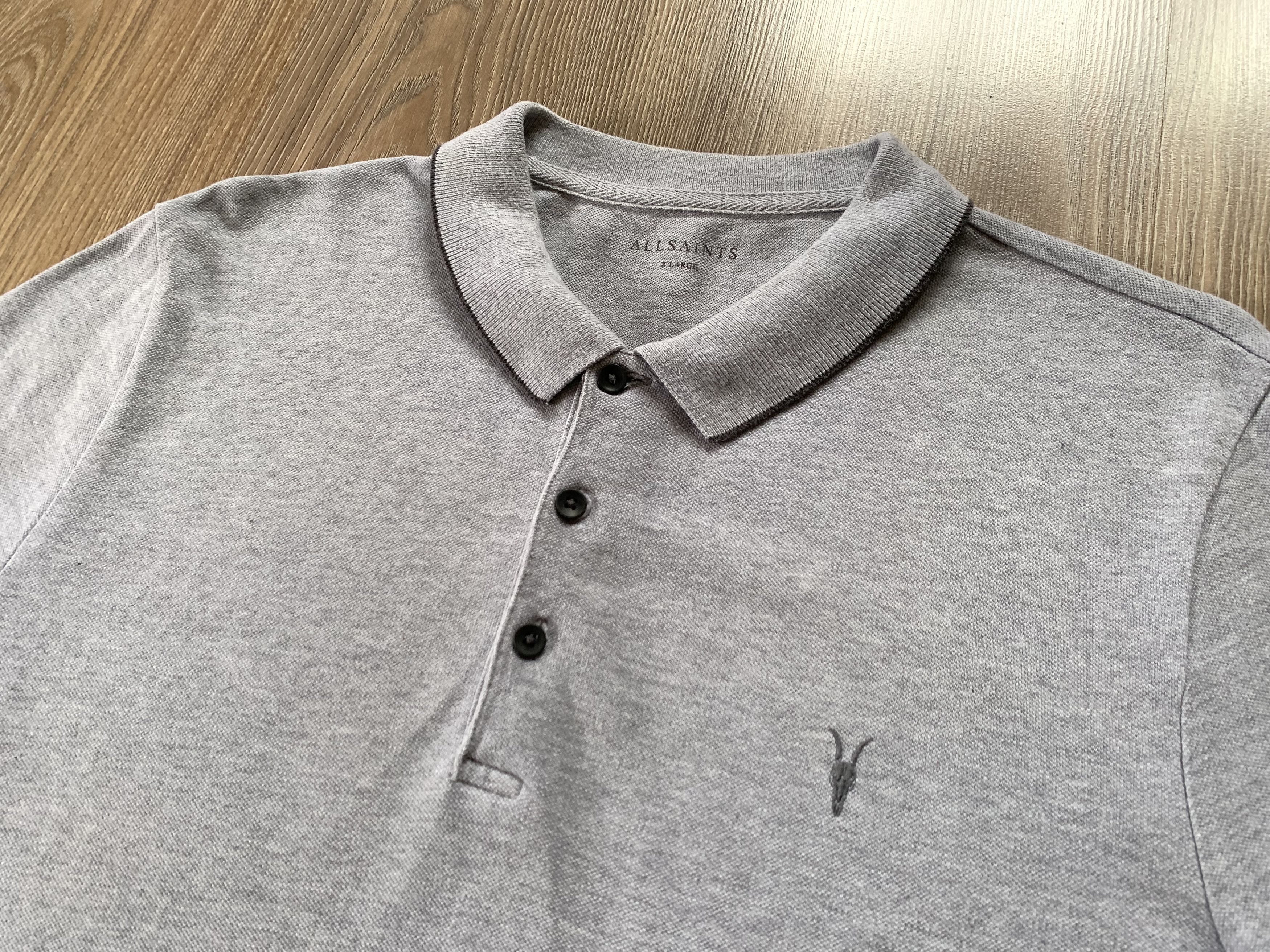 Allsaints × Designer Allsaints Cotton Grey PoloT Shirt Size US XL / EU 56 / 4 - 4 Thumbnail
