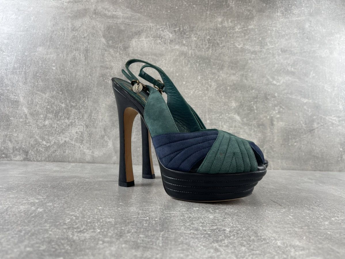 Yves Saint Laurent Yves Saint Laurent 00s Platform Slingback Heels Suede Shoes Size US 8 / IT 38 - 2 Thumbnail