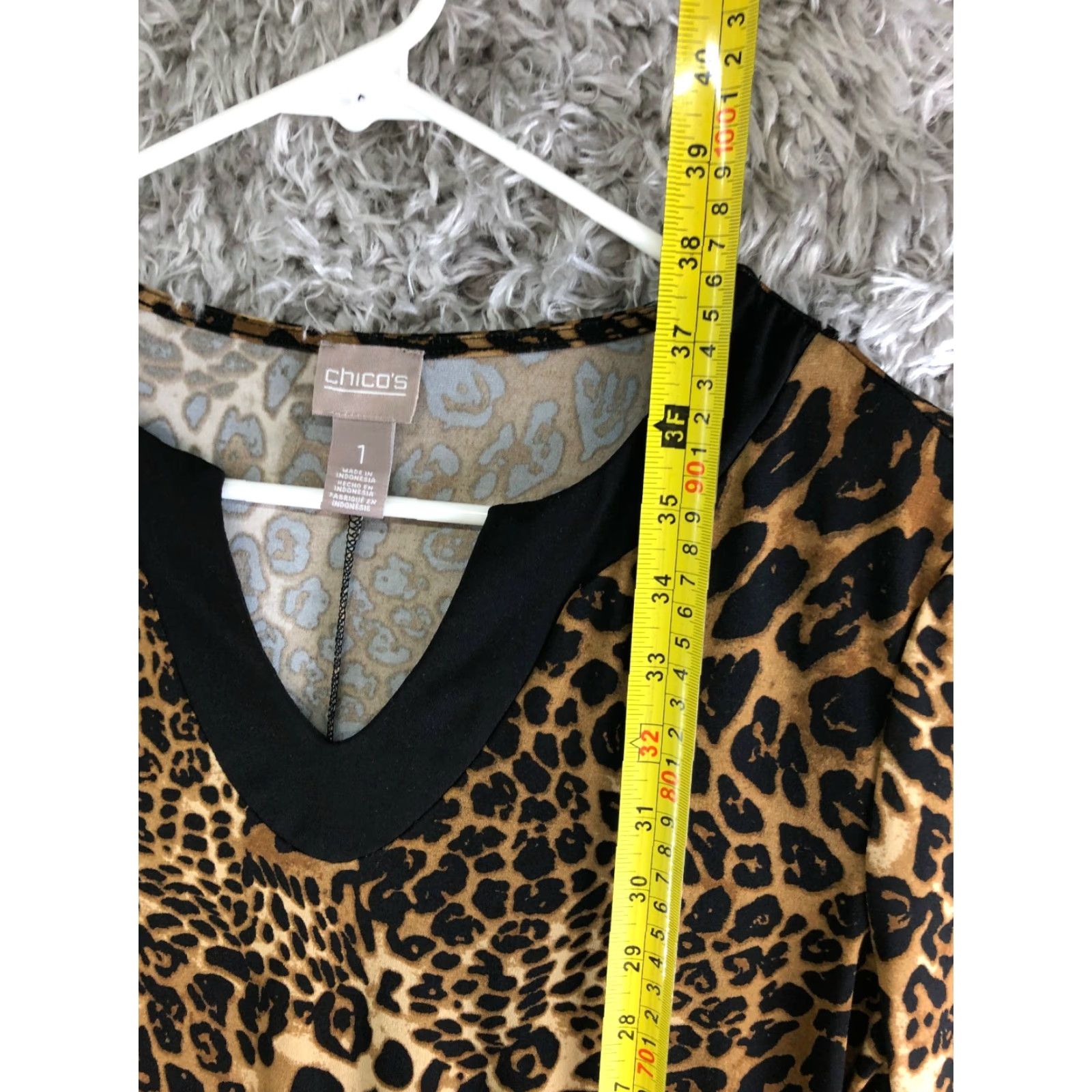 Vintage Chico's Dress Womens Size 1 Cheetah Print Dolman Sleeve Polyester Spandex V-Neck Pullover Midi/3/4 Sleeve Animal Print Brown Size XS / US 0-2 / IT 36-38 - 3 Thumbnail