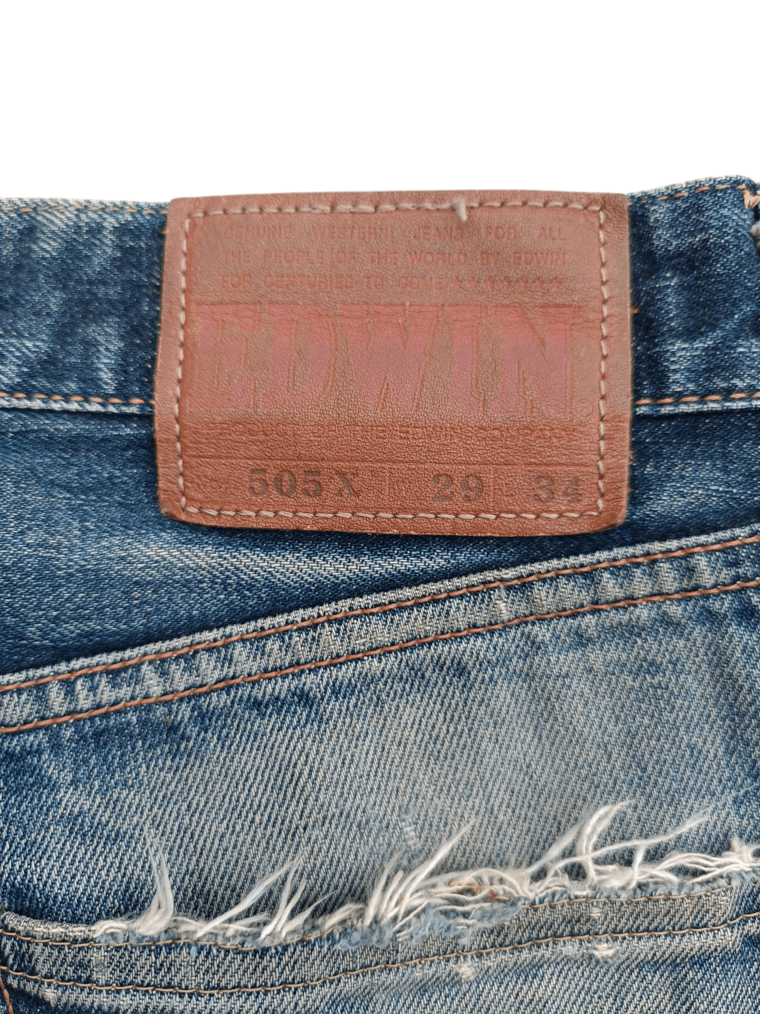 Edwin × Japanese Brand VINTAGE 505 Edwin Selvedge Jeans Distressed Orange Tab E249 Size US 28 / EU 44 - 12 Thumbnail