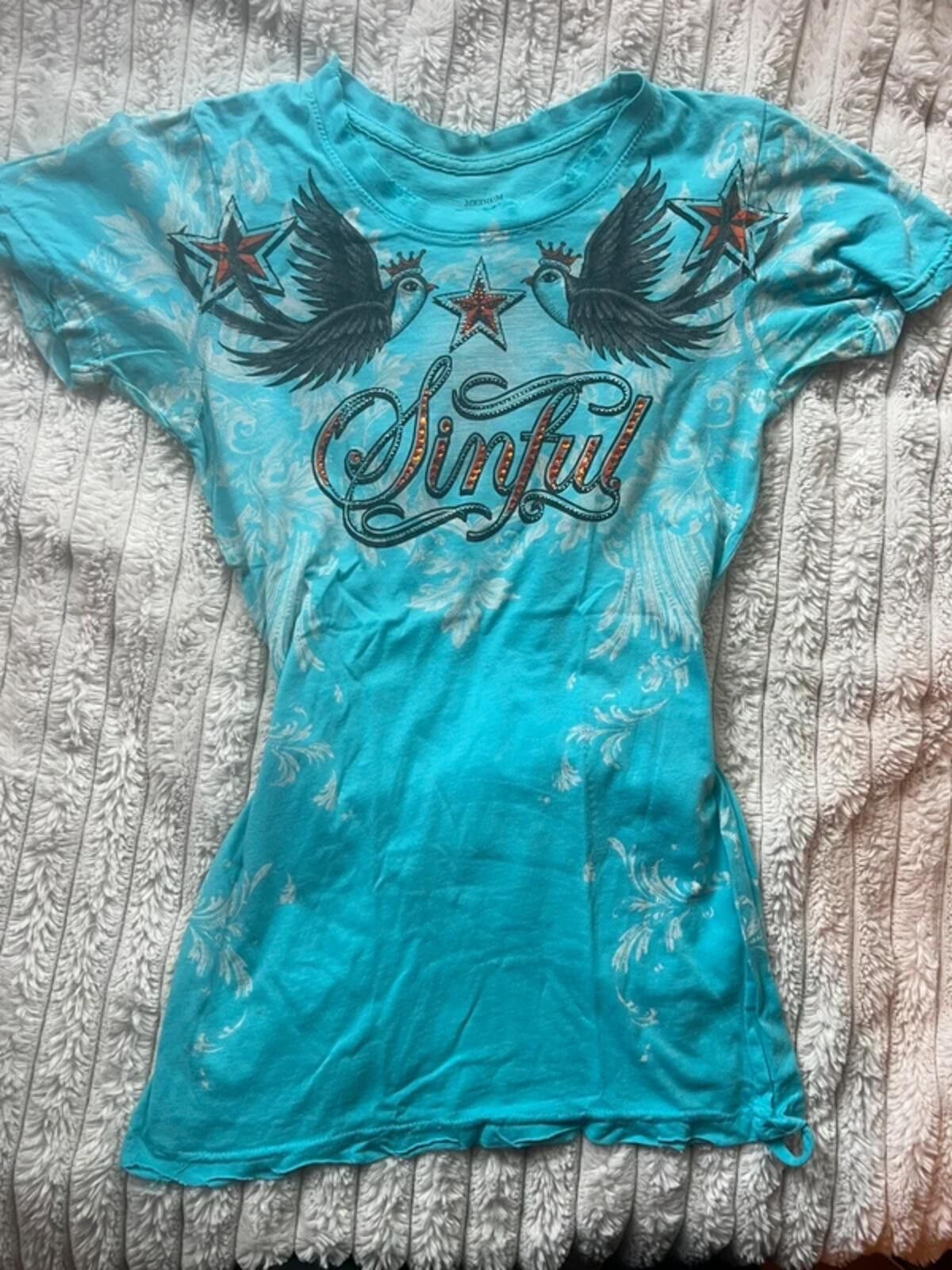 Other Authentic Sinful by Affliction Graphic Tee (18/5 12:34) Size M / US 6-8 / IT 42-44 - 1 Thumbnail