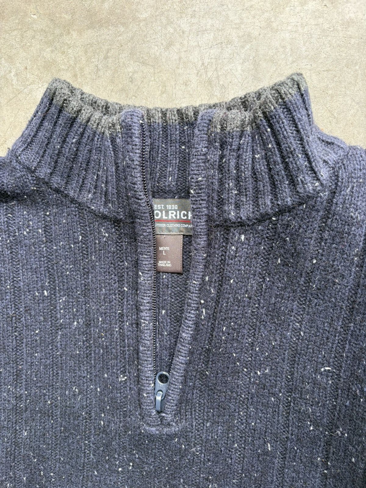 Woolrich Woolen Mills Woolrich Woolen Mills Navy Cotton Blend 1/4 Zip 2000s Size US L / EU 52-54 / 3 - 3 Thumbnail