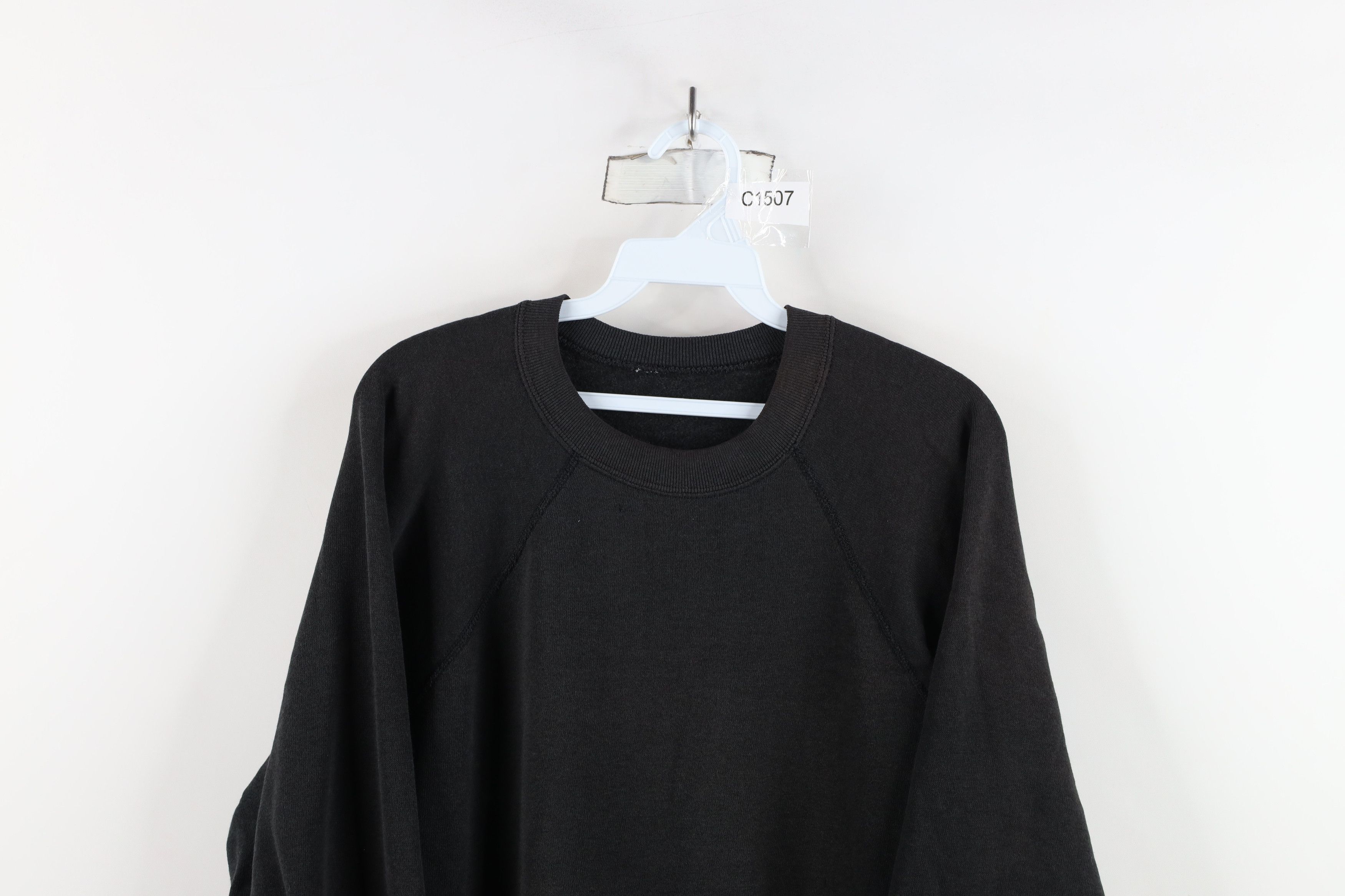 Vintage Vintage 70s 80s Streetwear Blank Boxy Fit Sweatshirt Black Size XL / US 12-14 / IT 48-50 - 2 Thumbnail