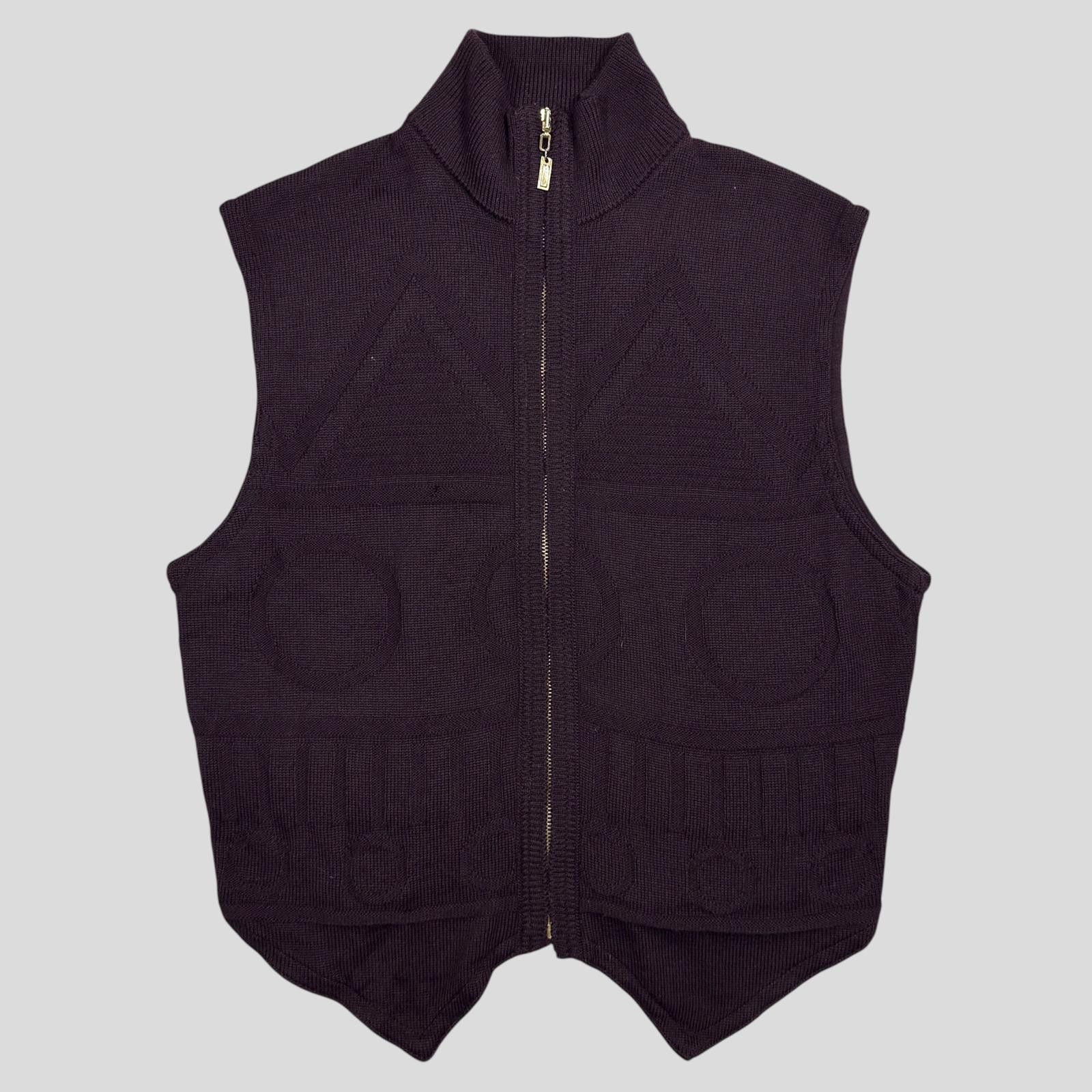 Versace Gianni Versace 80’s Wool Geometric Pattern Cardigan Vest S/M Size M / US 6-8 / IT 42-44 - 1 Thumbnail