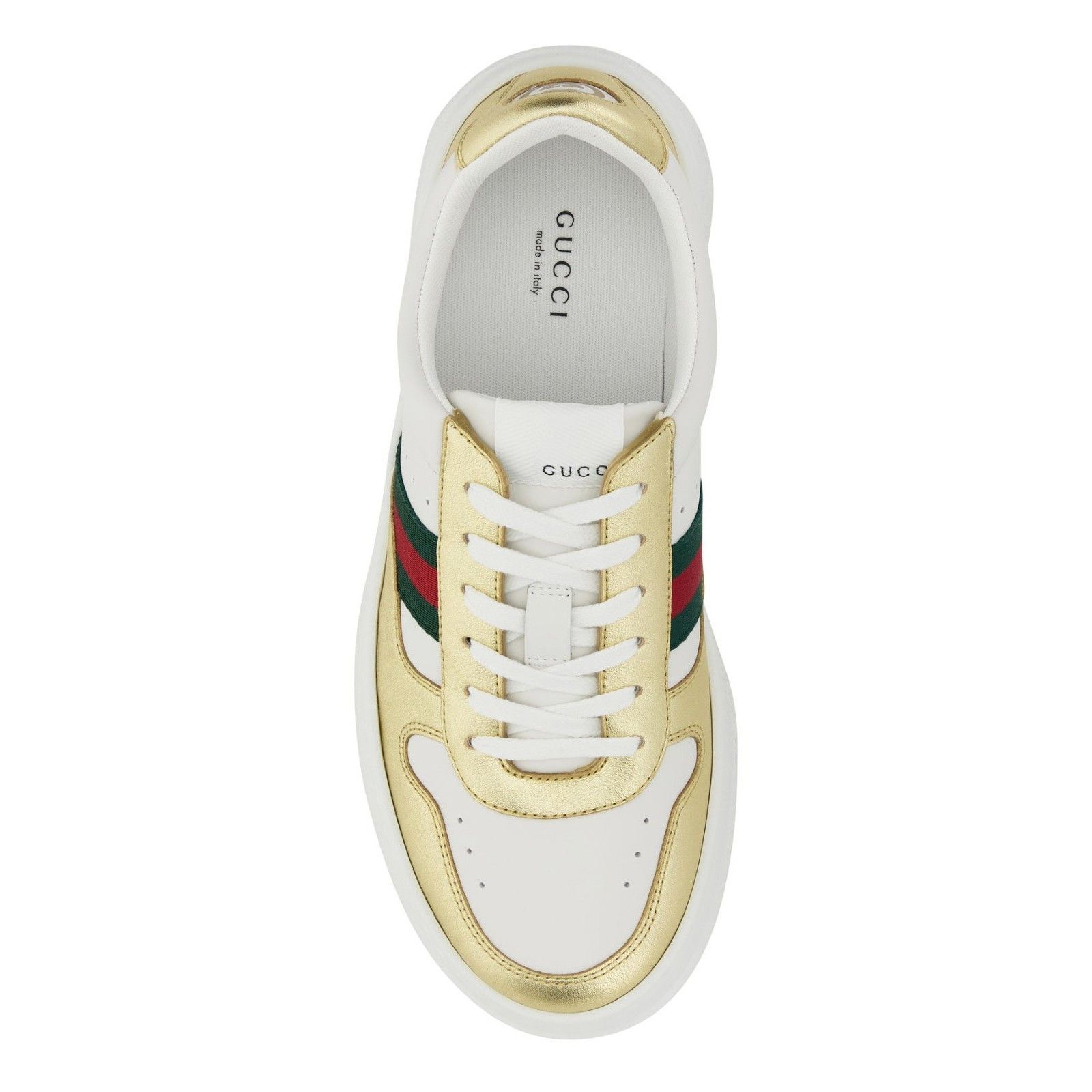 Gucci Gucci Two Tone Gold White Leather Sneakers New & Authentic ( Size US 9 / IT 39 - 4 Thumbnail