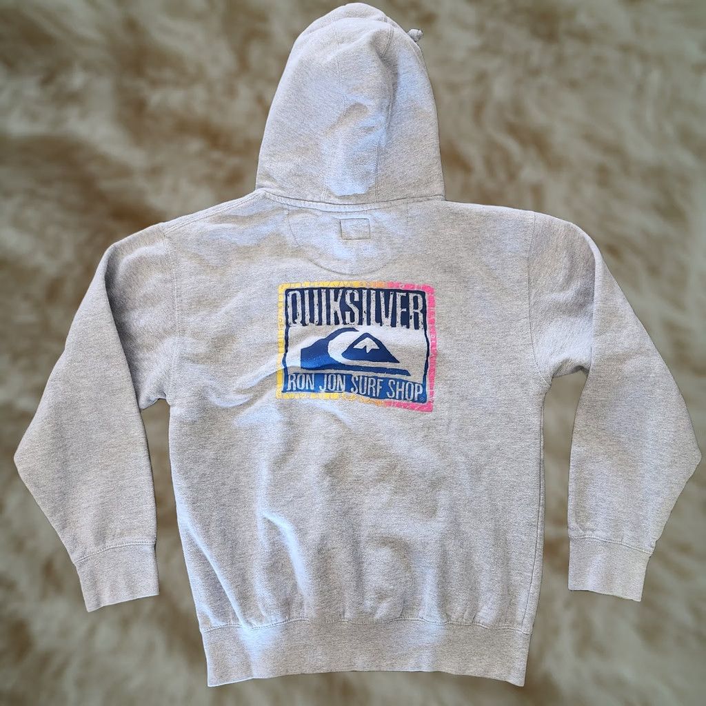 Quiksilver VINTAGE Quiksilver Hoodie Gray Surf Y2K Double Sided Ron Jon M Mens/Unisex Medium Hoodie Gray Size US M / EU 48-50 / 2 - 1 Thumbnail