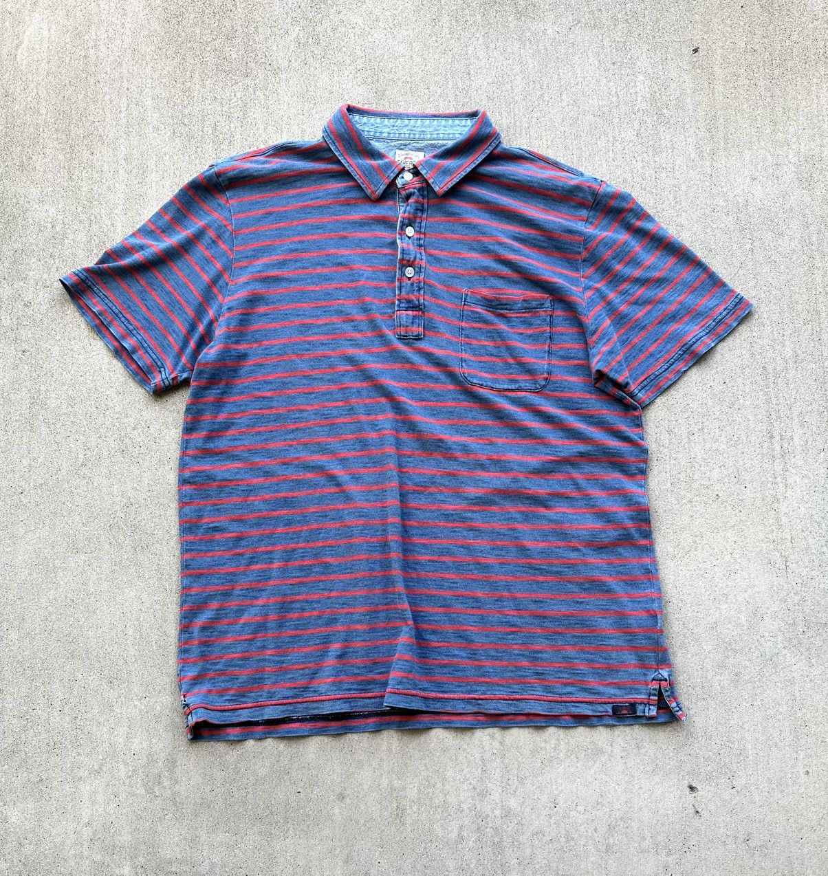 Faherty Faherty Polo Shirt Blue and Red Stripes Relaxed Fit XL Size US XL / EU 56 / 4 - 1 Thumbnail