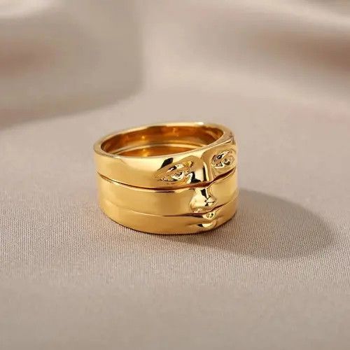 Jewelry Mashiko x Chika Aesthetic Vintage Eye Gold Rings Size ONE SIZE - 2 Thumbnail