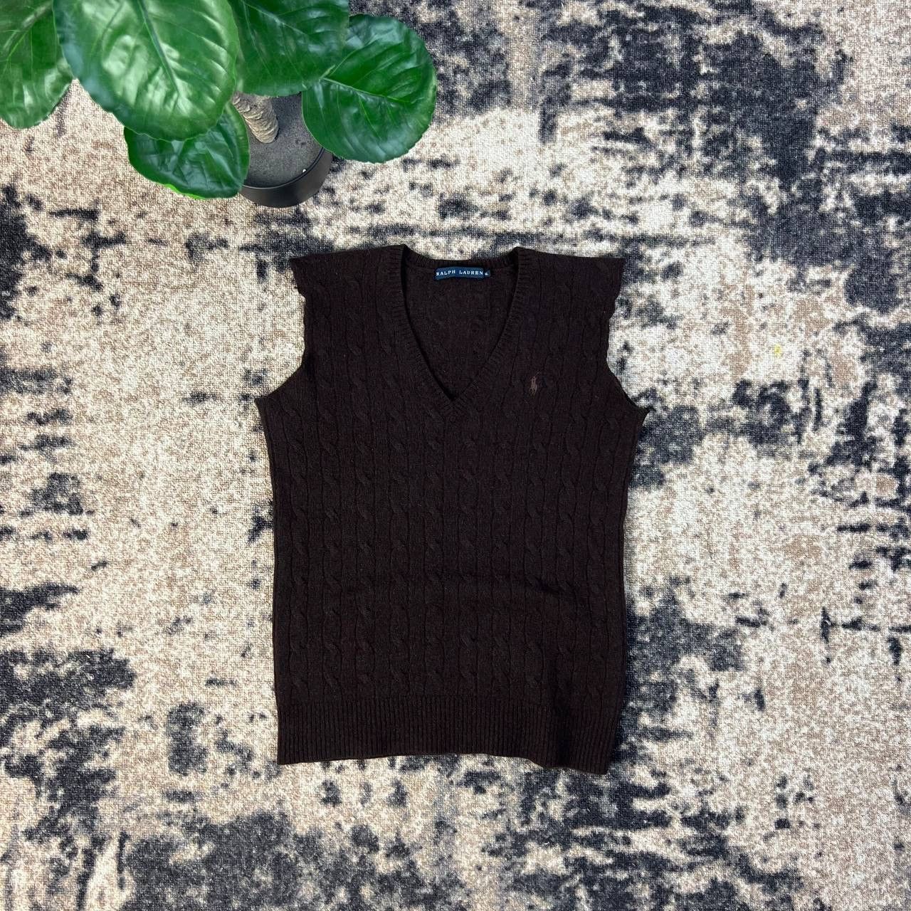 Polo Ralph Lauren Luxury Y2K Wool Cable Knit Brown Vest