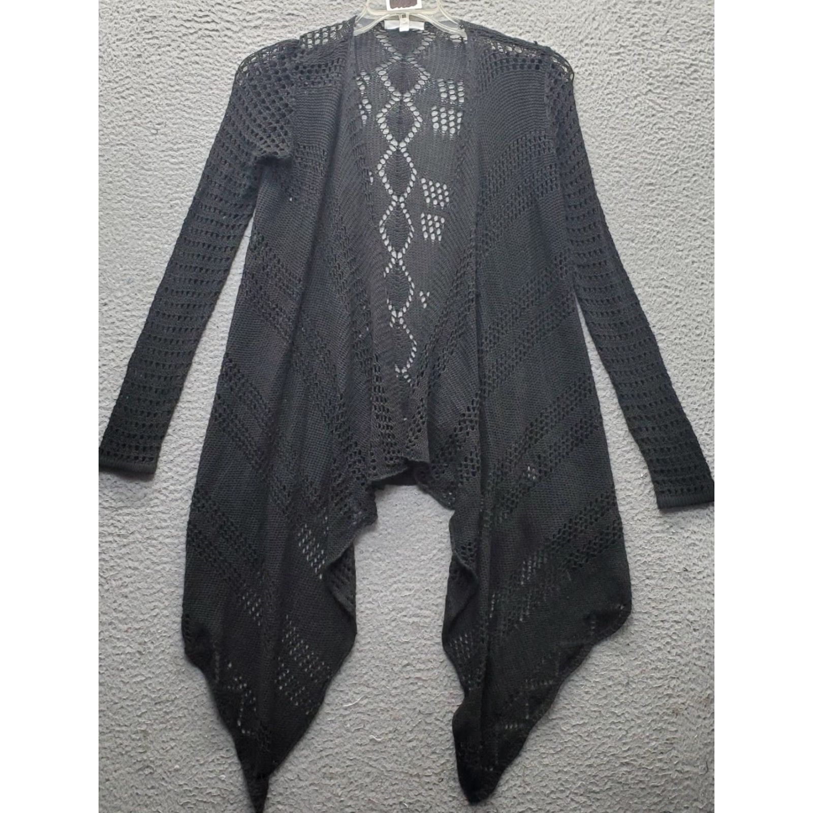 Vintage JACK Cardigan Womens XS Black Knitted Open Drape Front Lightweight Classic Fit Cardigan Size XS / US 0-2 / IT 36-38 - 2 Thumbnail