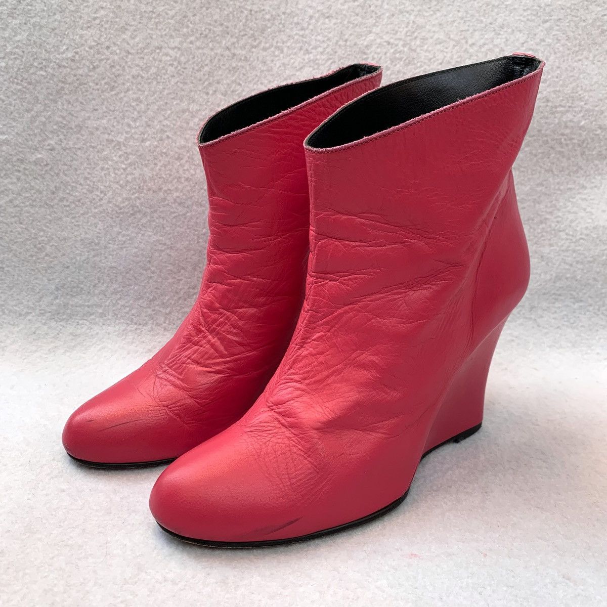 Limi Feu 1990s Limi Feu Sculpted Crimson Wedge Boots Size US 8 / IT 38 - 1 Thumbnail