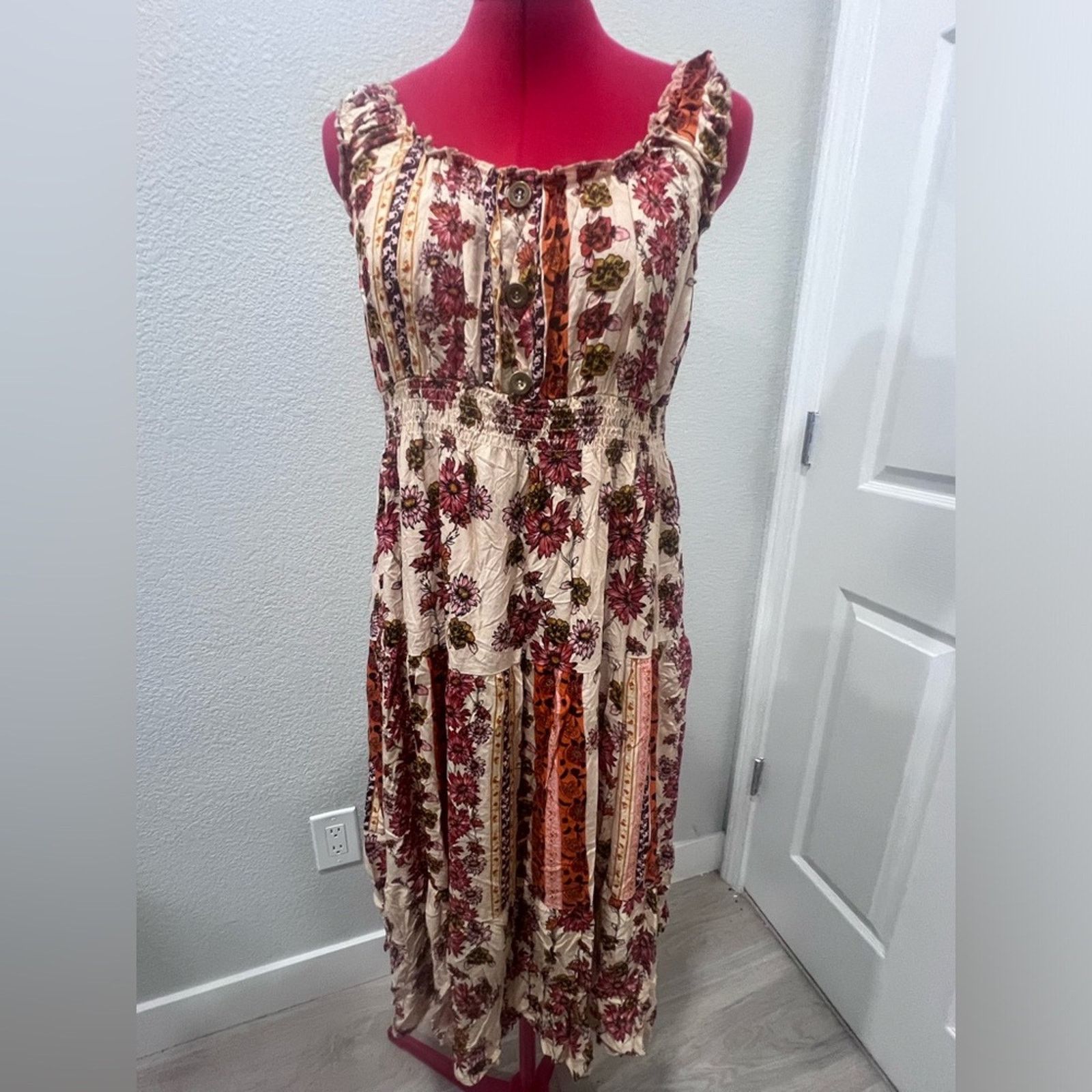 Anthropologie LAPIS Anthropology Floral Orange Cream Summer Sun Boho Size L / US 10 / IT 46 - 5 Thumbnail