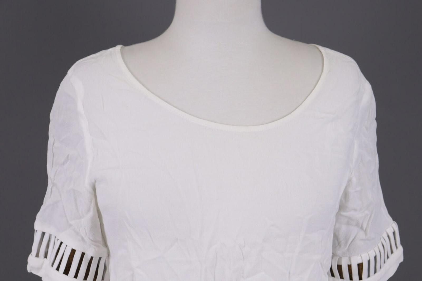 Designer COP COPINE Solix Top White Summer Stretch Top Shirt Size 38 Size M / US 6-8 / IT 42-44 - 2 Thumbnail
