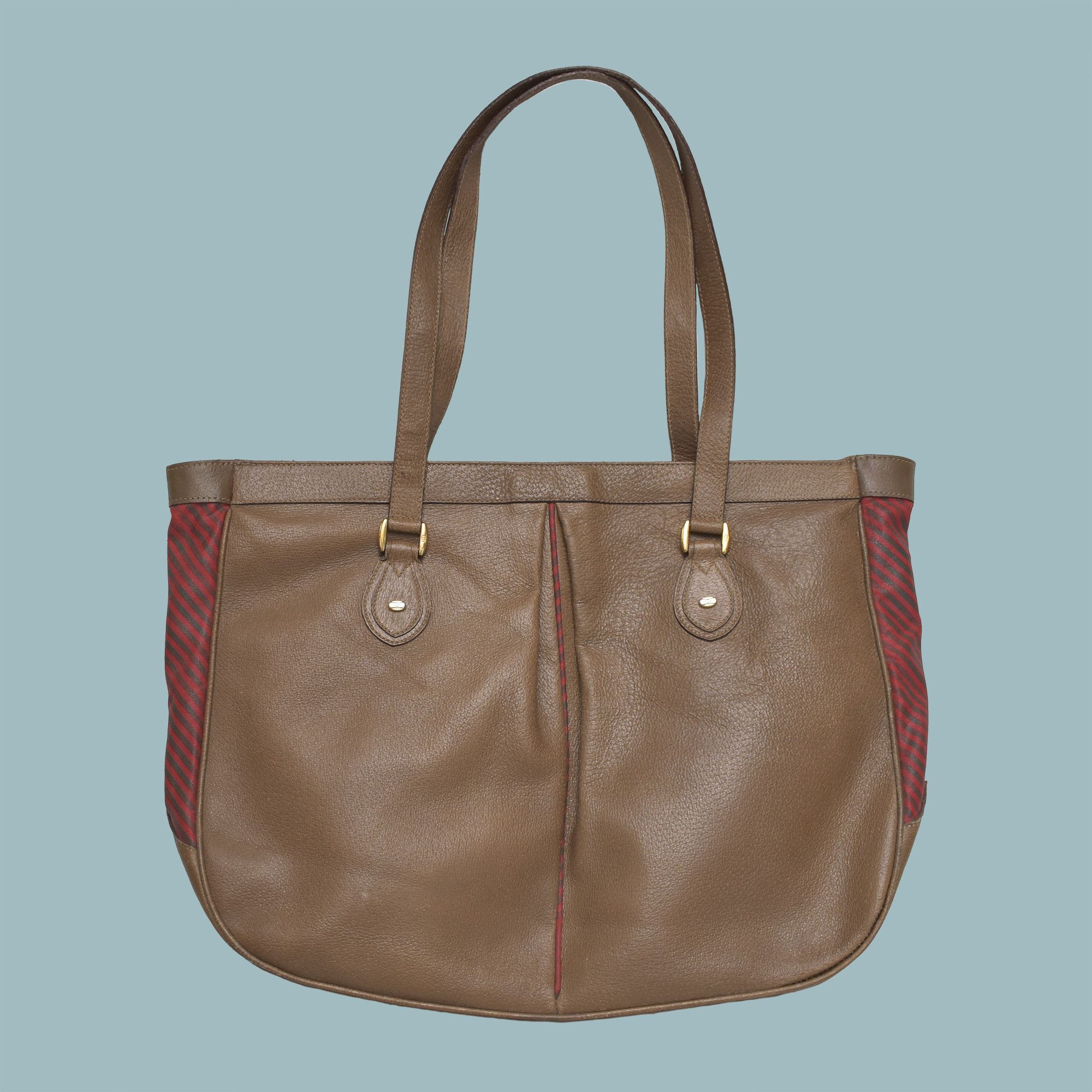 image of Gucci Vintage Brown Leather Purse Tote Made In Italy, Women's