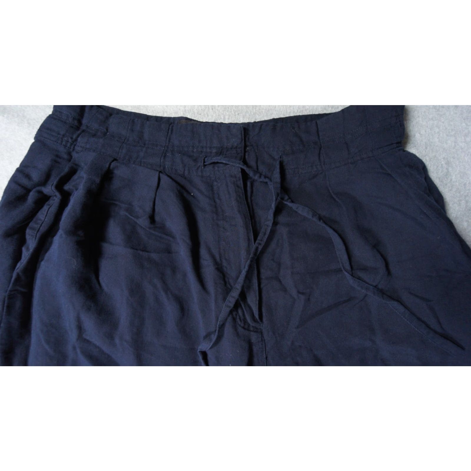 Cos COS Pants Womens 10 Blue Trouser Linen Blend Tapered Leg Drawstring Ladies, Ankle, Pockets, Regular Fit, 28in Inseam Size 32" / US 10 / IT 46 - 3 Thumbnail