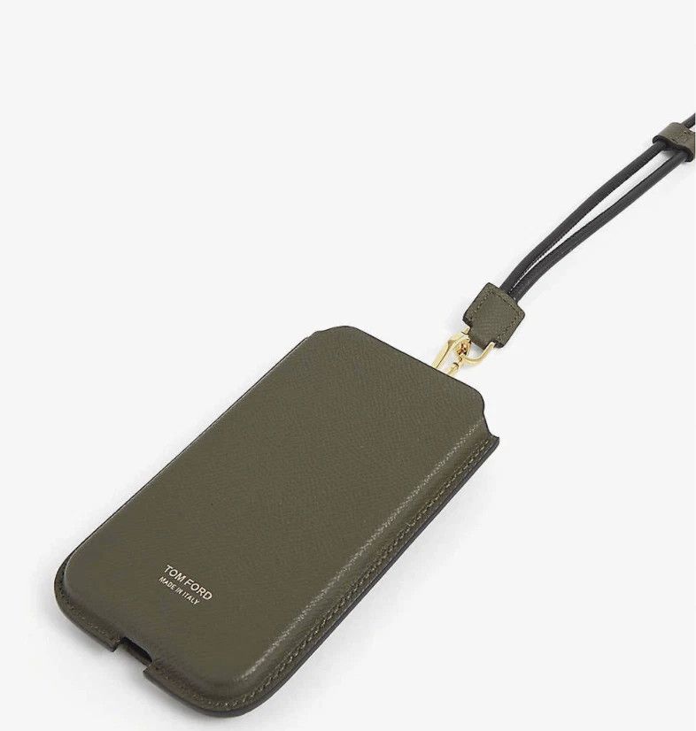 Tom Ford Tom Ford lanyard Case phone olive leather logo holder strap Size ONE SIZE - 1 Thumbnail