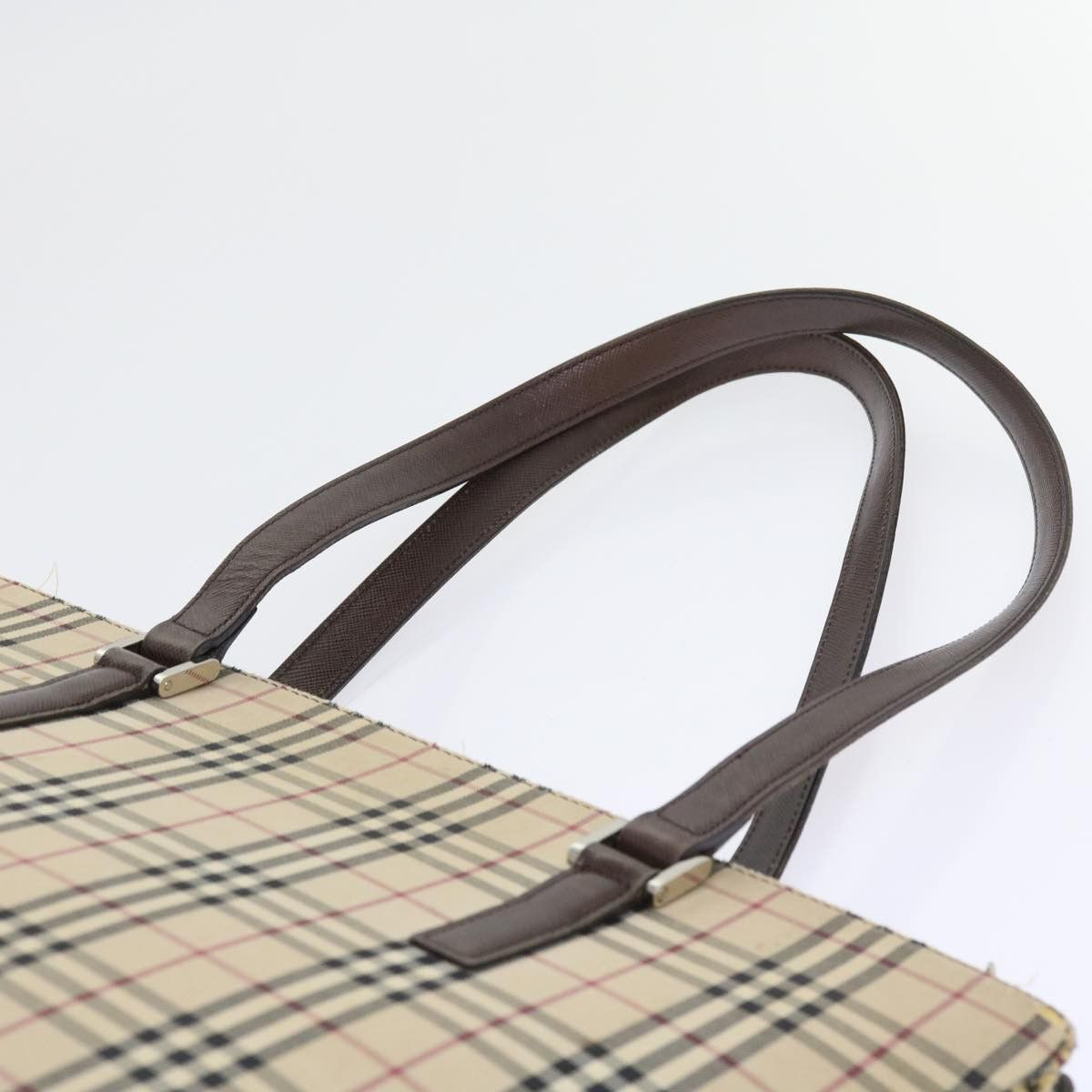 Burberry Burberry Nova Check Tote Bag Nylon Canvas Beige Size ONE SIZE - 9 Thumbnail