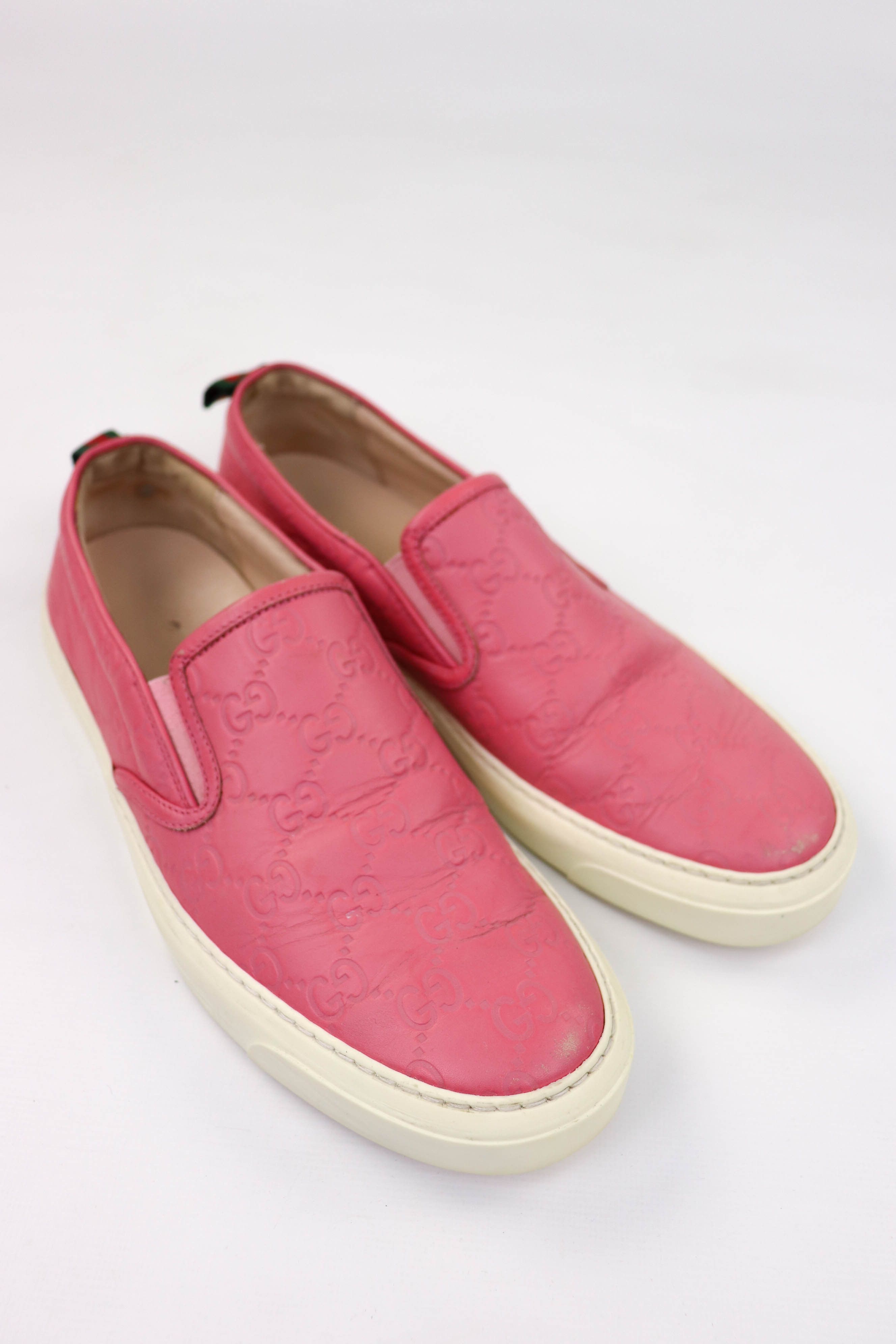 Gucci “Fashion Pink” Leather GG Monogram Slip On Shoes