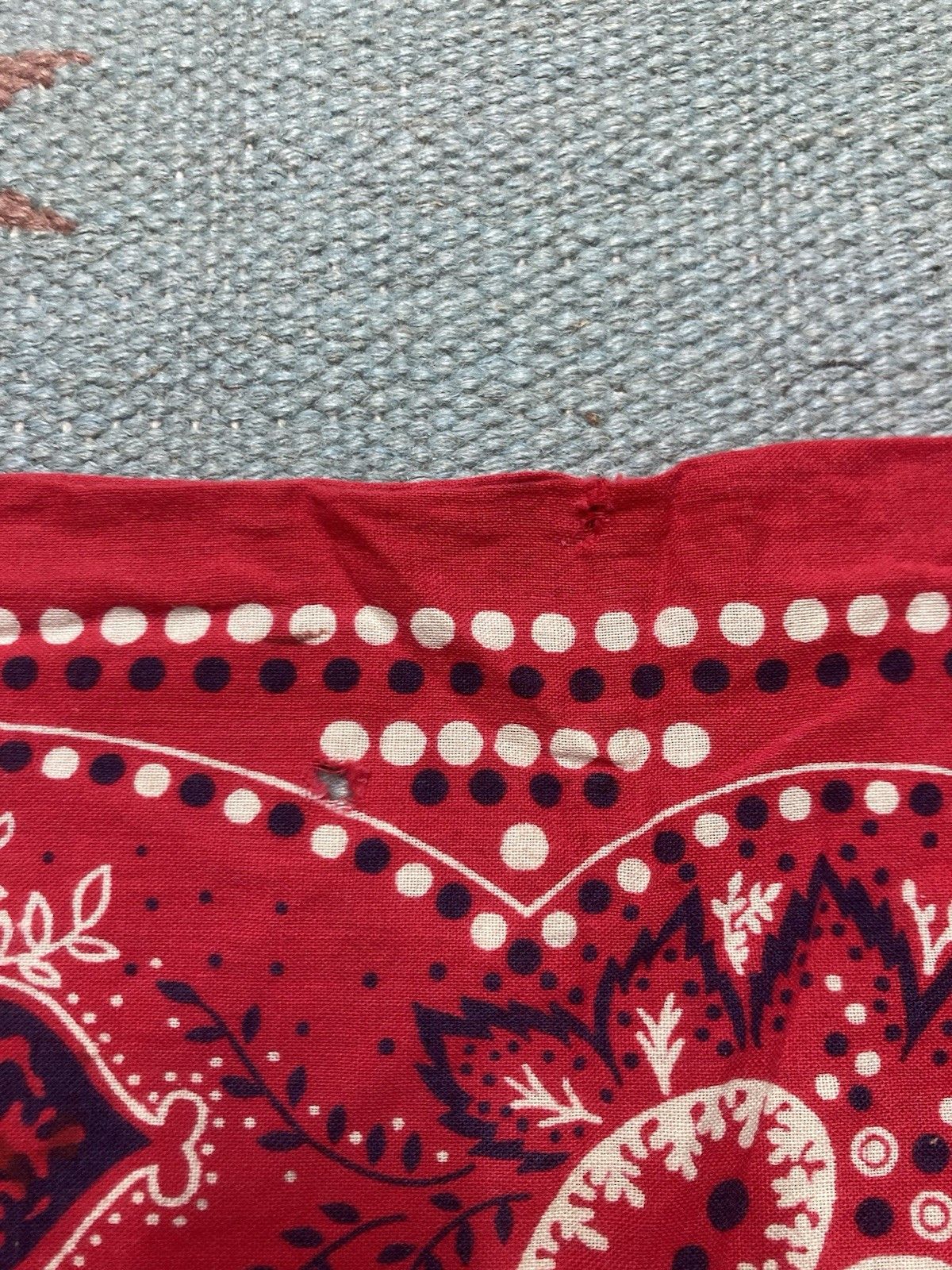 Vintage elephant bandana trunk down handkerchief dots selvedge cowbo Size ONE SIZE - 8 Thumbnail