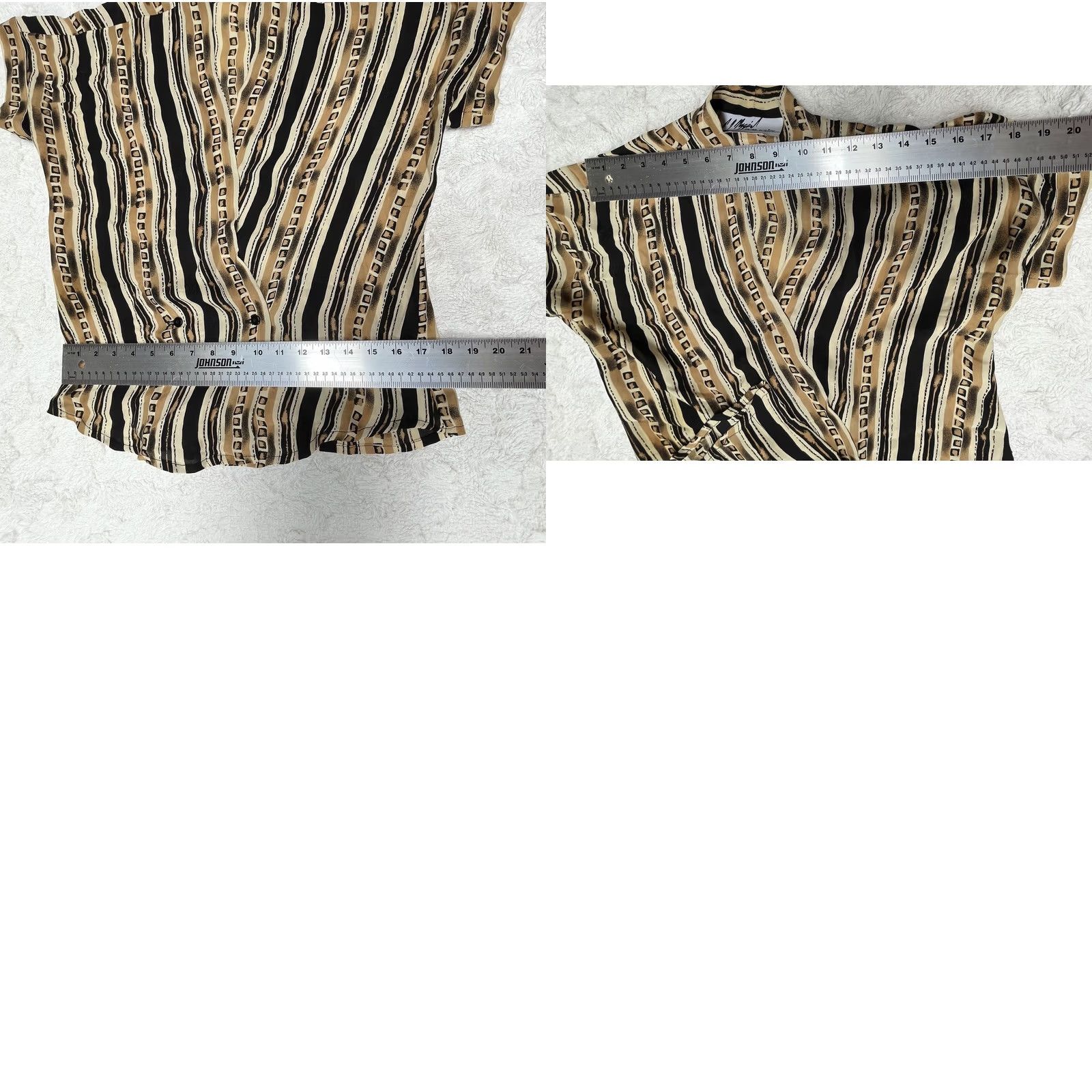Vintage Peter Nygard Womens Brown Abstract Stripe Silk Wrap Front Top Blouse Sz 4 Casual Size S / US 4 / IT 40 - 8 Thumbnail