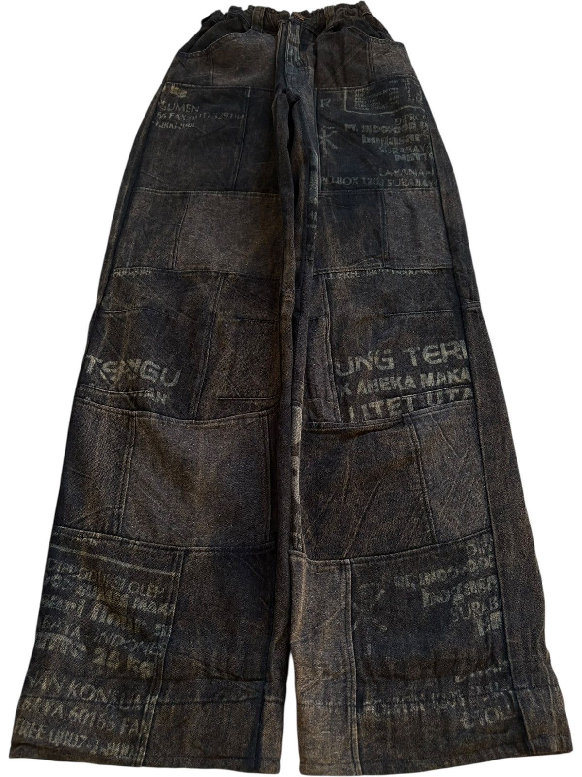 Vintage Japanese Brand Rusty Wash Patches Printed Baggy Jean