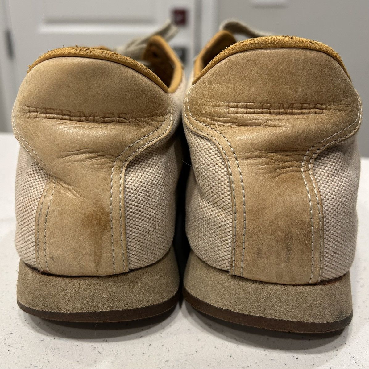 Hermes × Vintage Vintage 1980’s Hermès Leather & Canvas Sneakers Size 38 Size US 7 / IT 37 - 2 Thumbnail