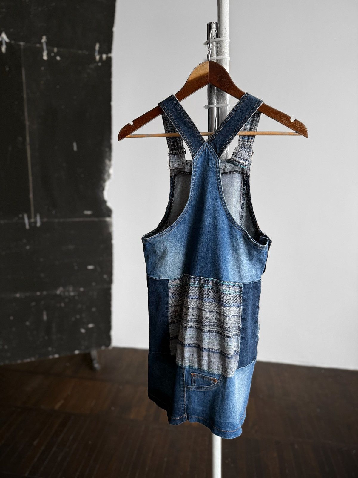 Desigual Desigual Kids Girls Denim Pinafore Dress Patchwork Blue Size XXS / US 00 / IT 34 - 3 Thumbnail