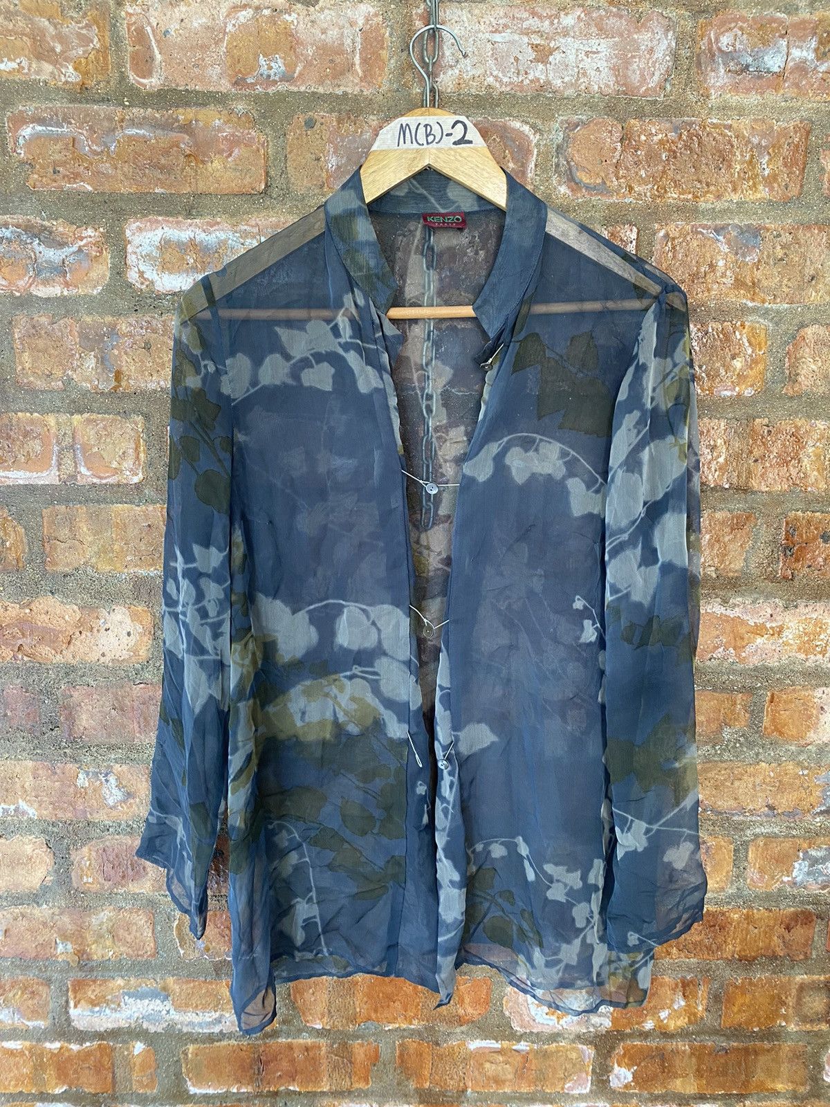 Kenzo × Vintage 1990s KENZO Mesh paper thin button up sexy Size M / US 6-8 / IT 42-44 - 2 Thumbnail