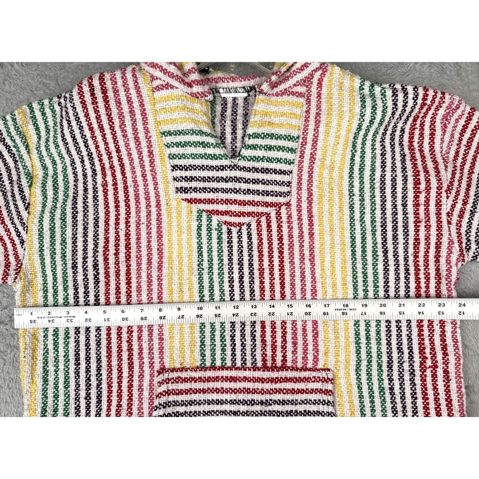 KangaROOS Baja Hoodie Mens Large Multicolor Striped Heavyweight Kangaroo Pocket Hooded V-Neck Hippie Bohemian Festive Shirt? Size US L / EU 52-54 / 3 - 7 Thumbnail