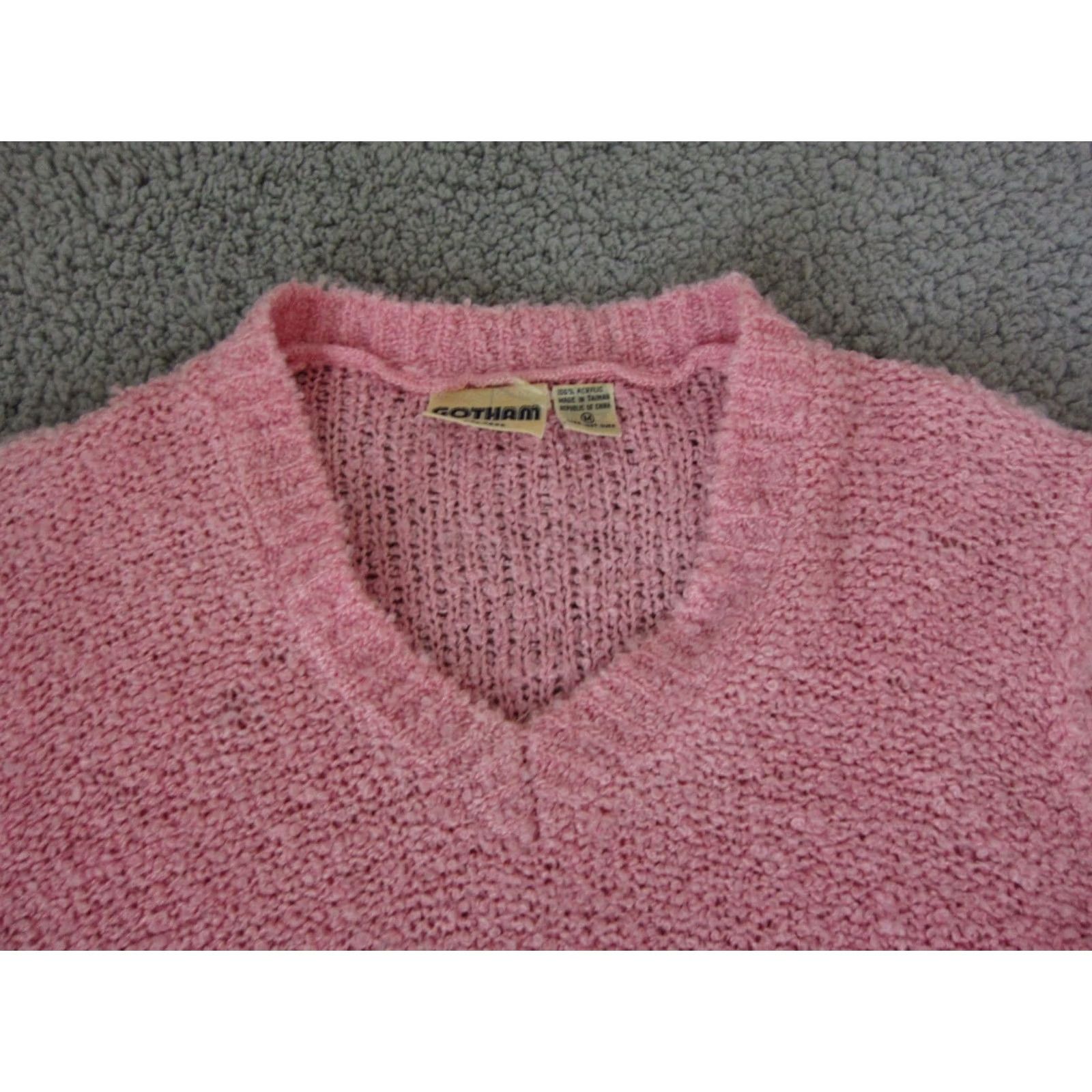Vintage VINTAGE Gotham Sweater Womens Medium Pink Dip Dye Fuzzy Ladies V Neck 80s Size M / US 6-8 / IT 42-44 - 2 Thumbnail