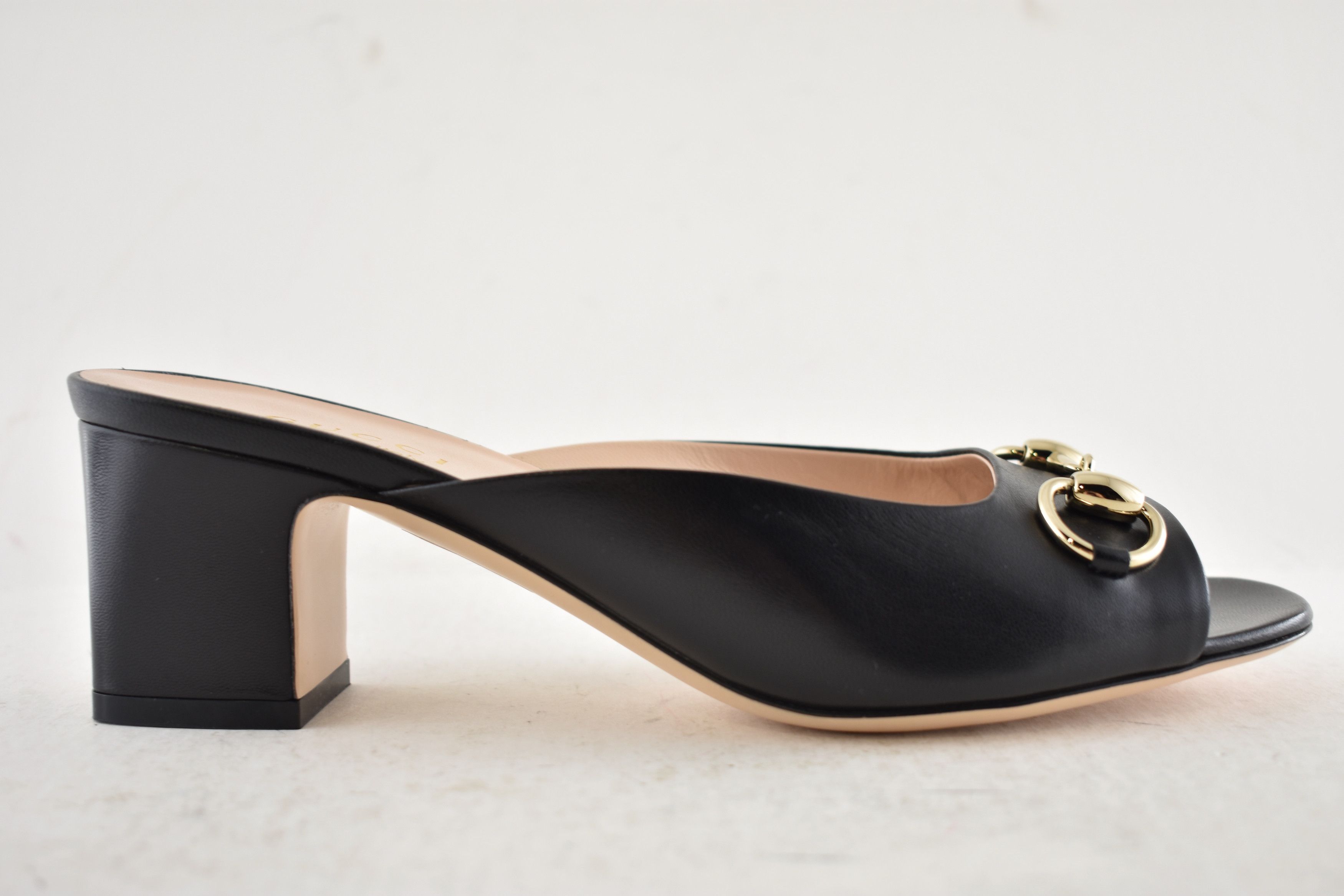 Gucci Gucci Lady Horsebit Leather Gold Block Heel Mule Sandal 37.5 Size US 7.5 / IT 37.5 - 2 Thumbnail
