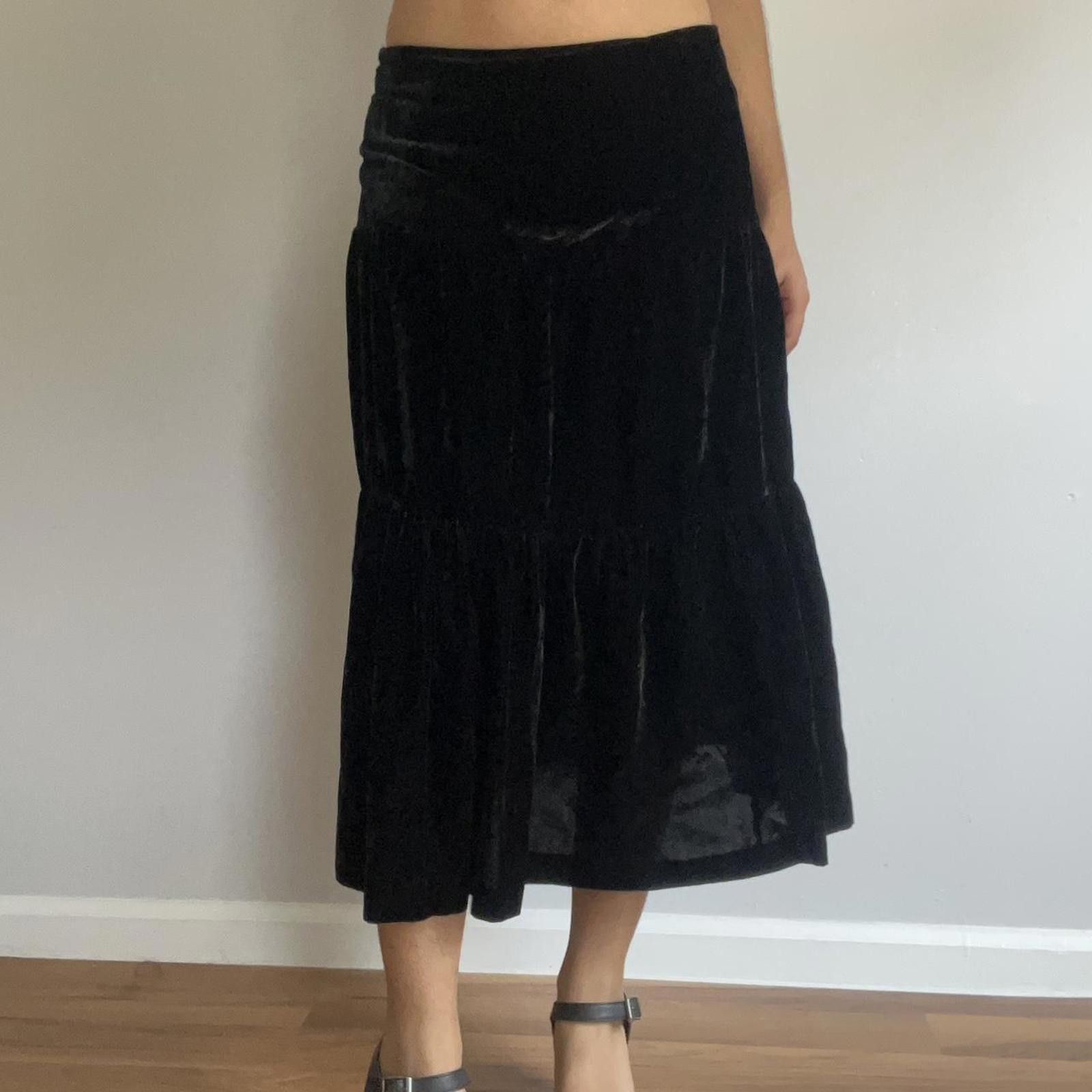 Other Black velvet tiered skirt Size 28" / US 6 / IT 42 - 4 Thumbnail