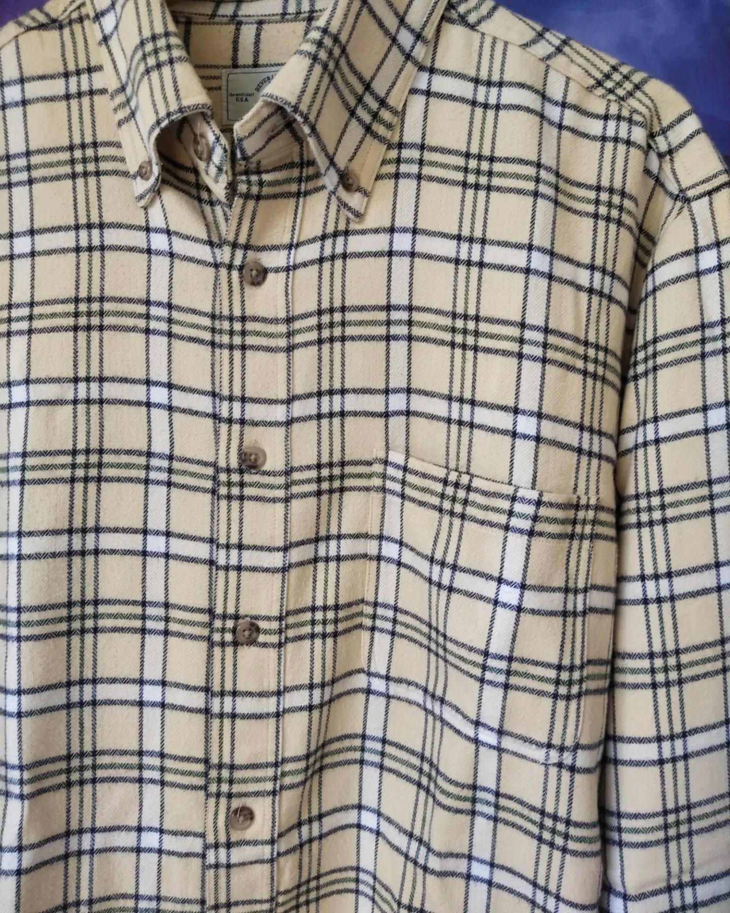 Beverly Hills Polo Club Beverly Hills Polo Club Cream Plaid Flanel Shirt Size US L / EU 52-54 / 3 - 2 Thumbnail
