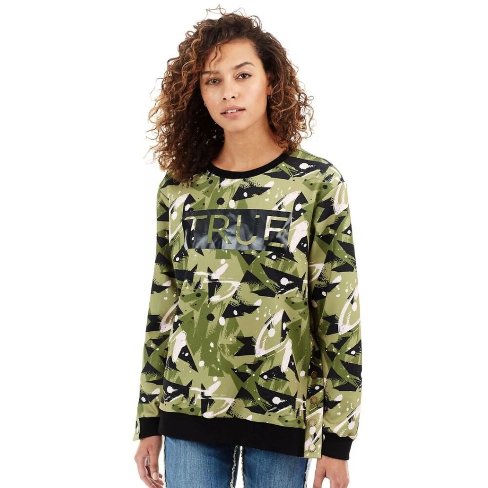 True Religion NWT True Religion Green Camo Snap Detail Sweatshirt Size L / US 10 / IT 46 - 1 Thumbnail