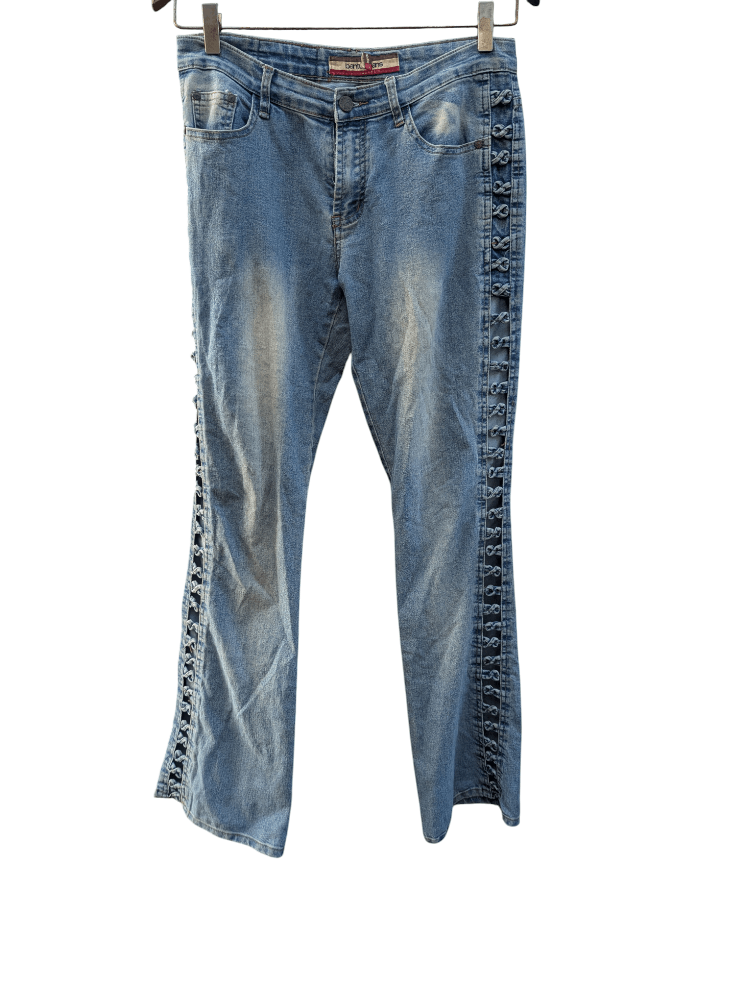 Other Vintage Bantuo Side Lace Flare Jeans Size 30" / US 8 / IT 44 - 1 Thumbnail